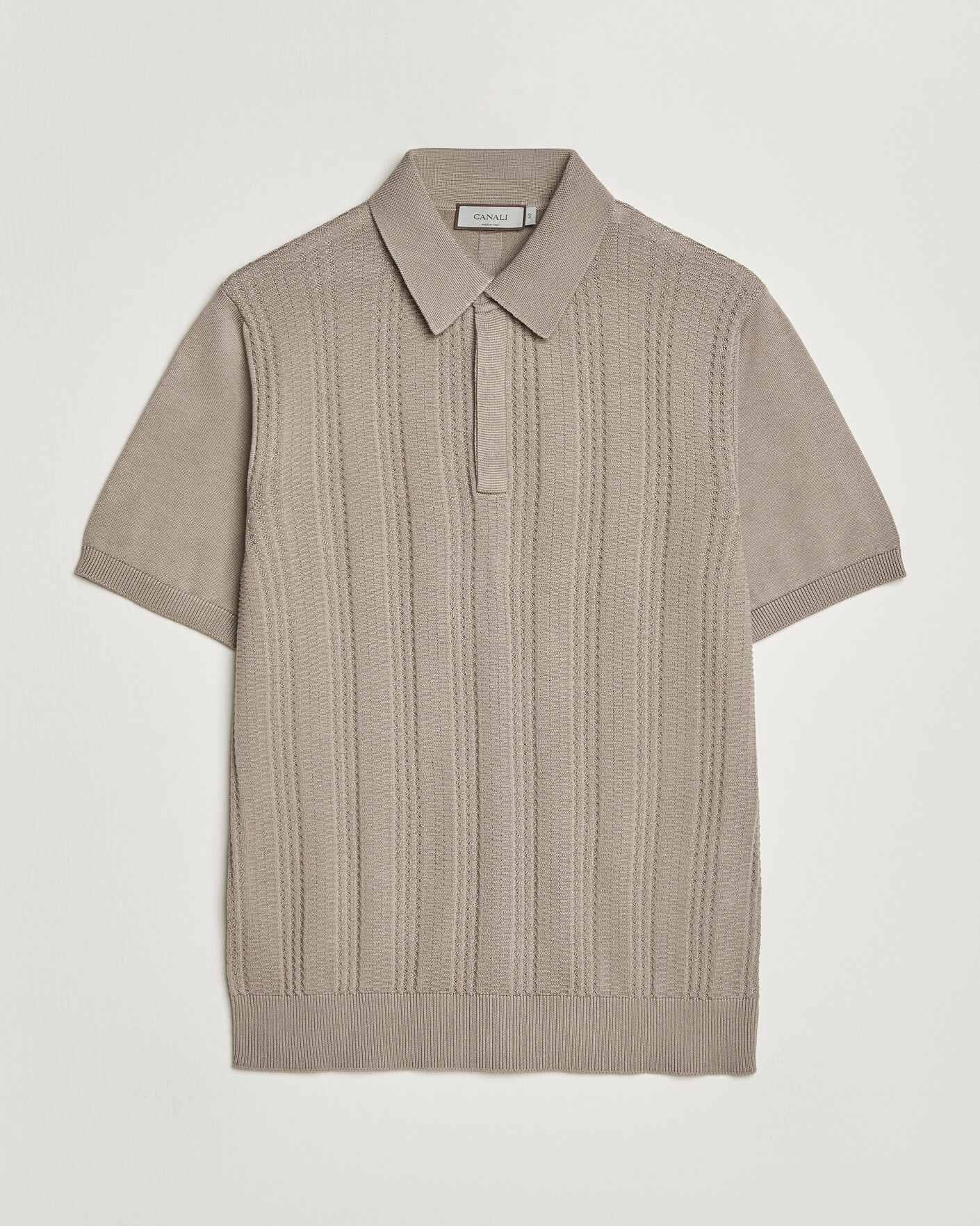 Herre | Polotrøjer | Canali | Jacquard Short Sleeve Polo Beige