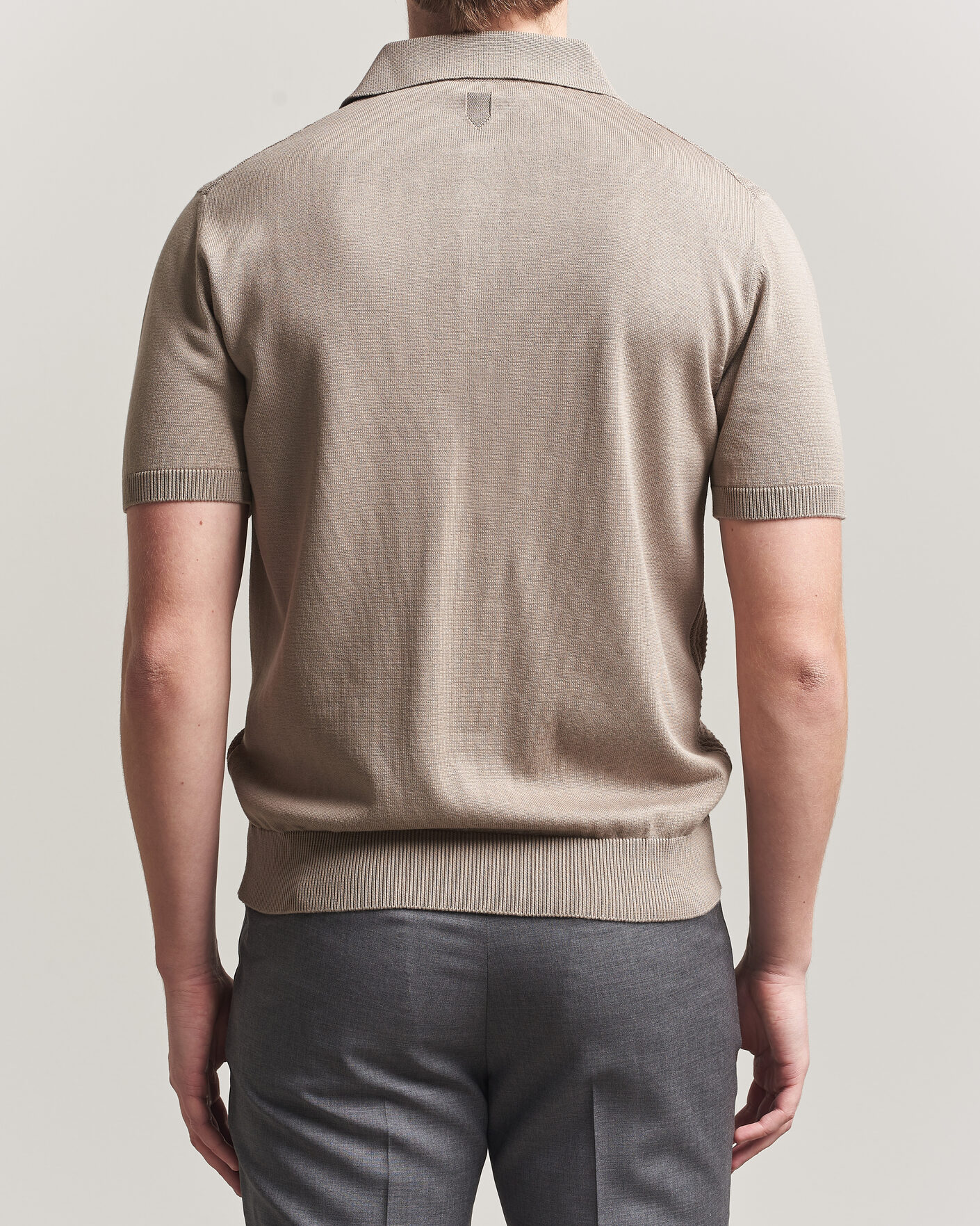 Herre | Polotrøjer | Canali | Jacquard Short Sleeve Polo Beige