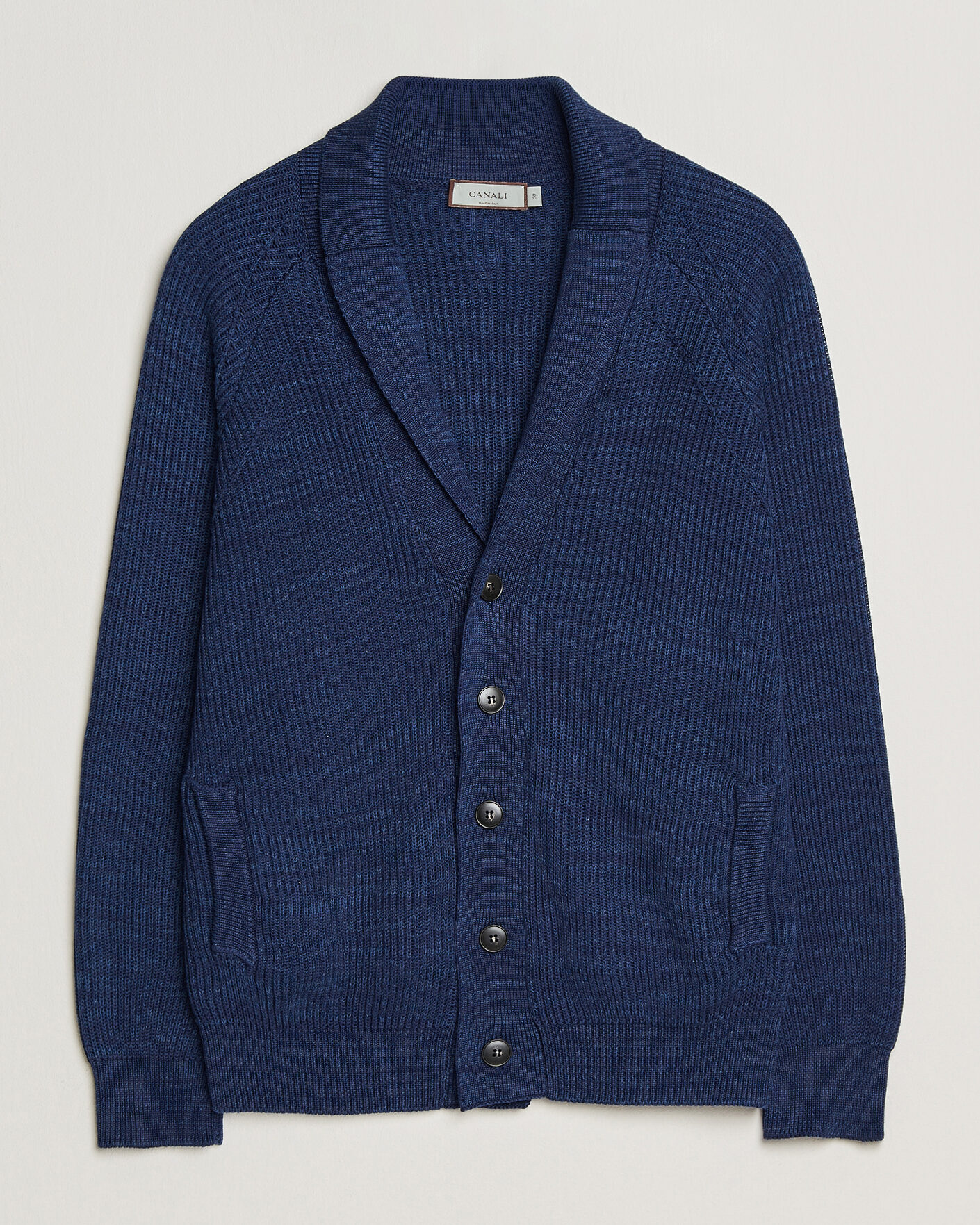 Herre | Trøjer | Canali | Rib Knit Shawl Cardigan Navy