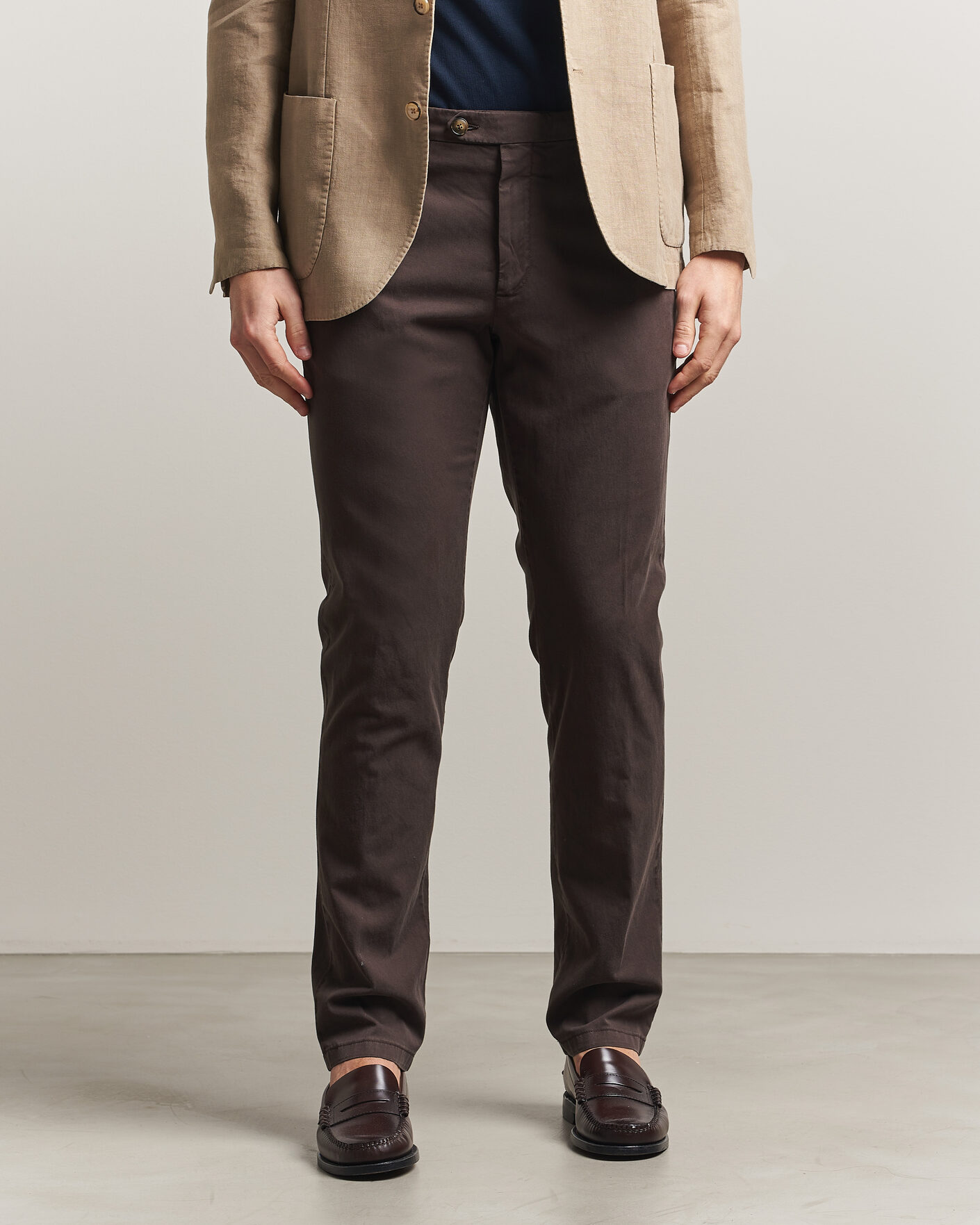 Herre | Bukser | Canali | Regular Fit Cotton/Stretch Chinos Dark Brown