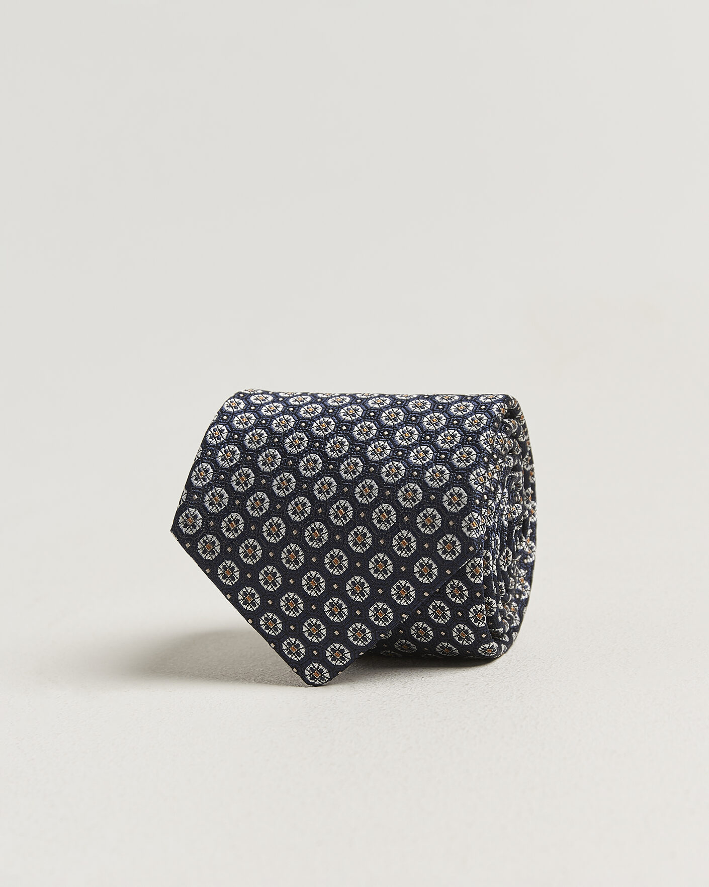 Herre | Slips | Canali | Jacquard Flower Silk Tie Navy