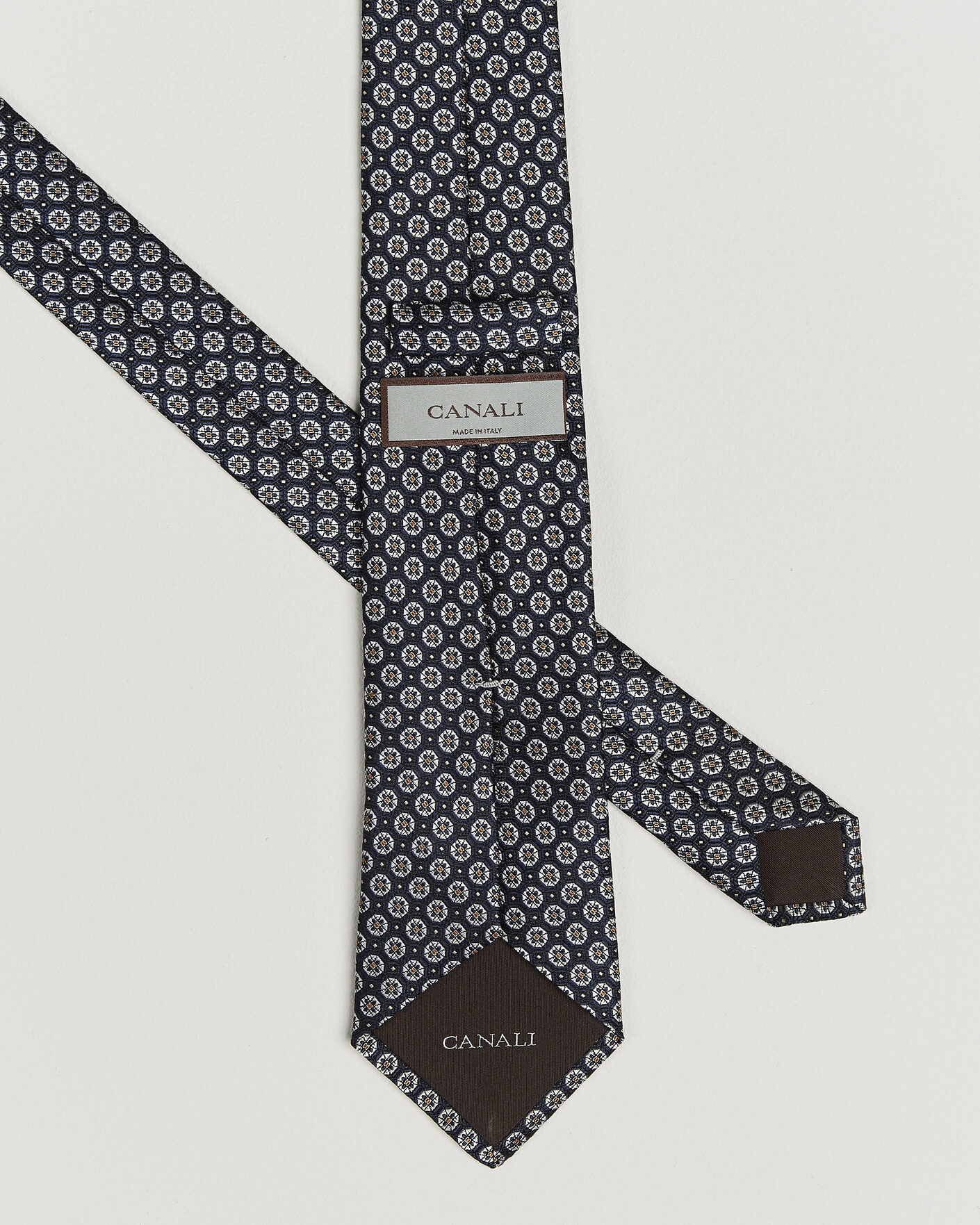 Herre | Slips | Canali | Jacquard Flower Silk Tie Navy