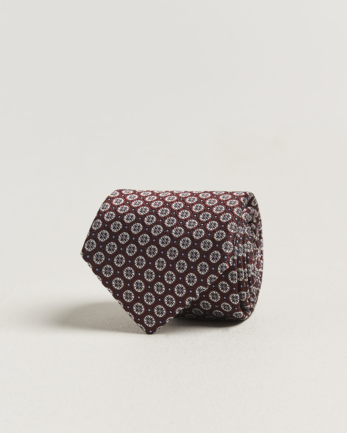 Herre | Slips | Canali | Jacquard Flower Silk Tie Burgundy