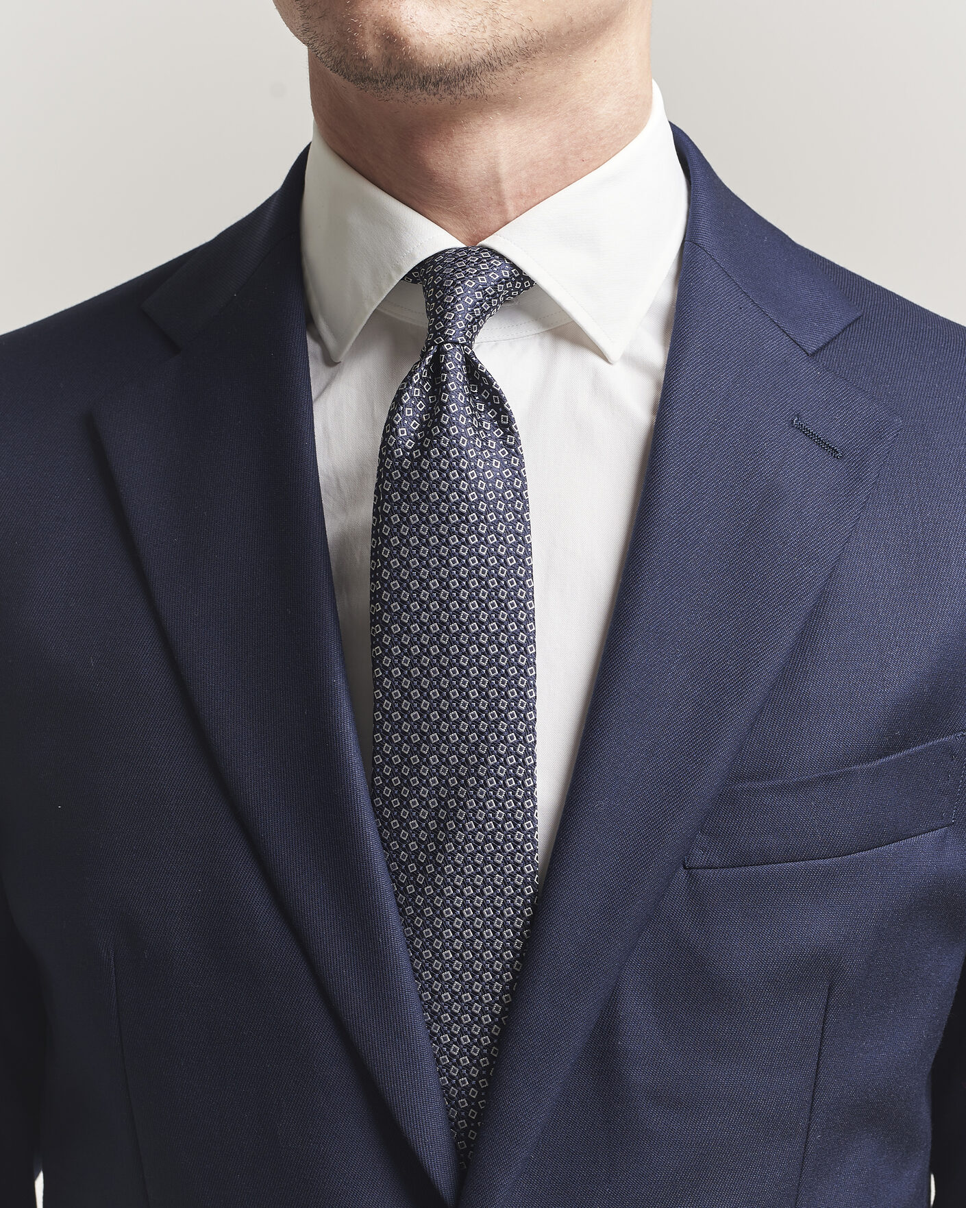 Herre | Slips | Canali | Micro Structure Silk Tie Navy
