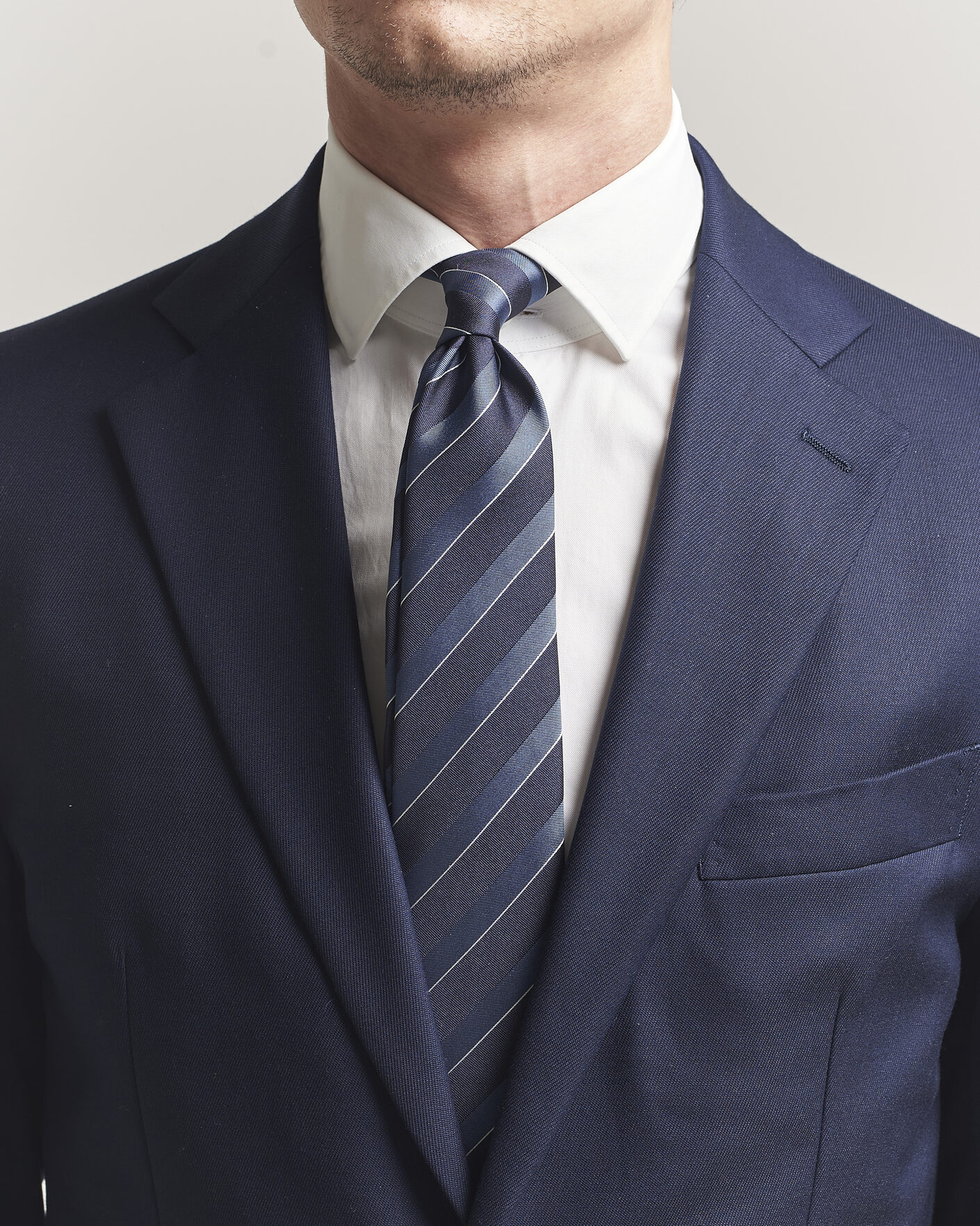 Herre | Slips | Canali | Regimental Stripe Silk Tie Navy/Blue