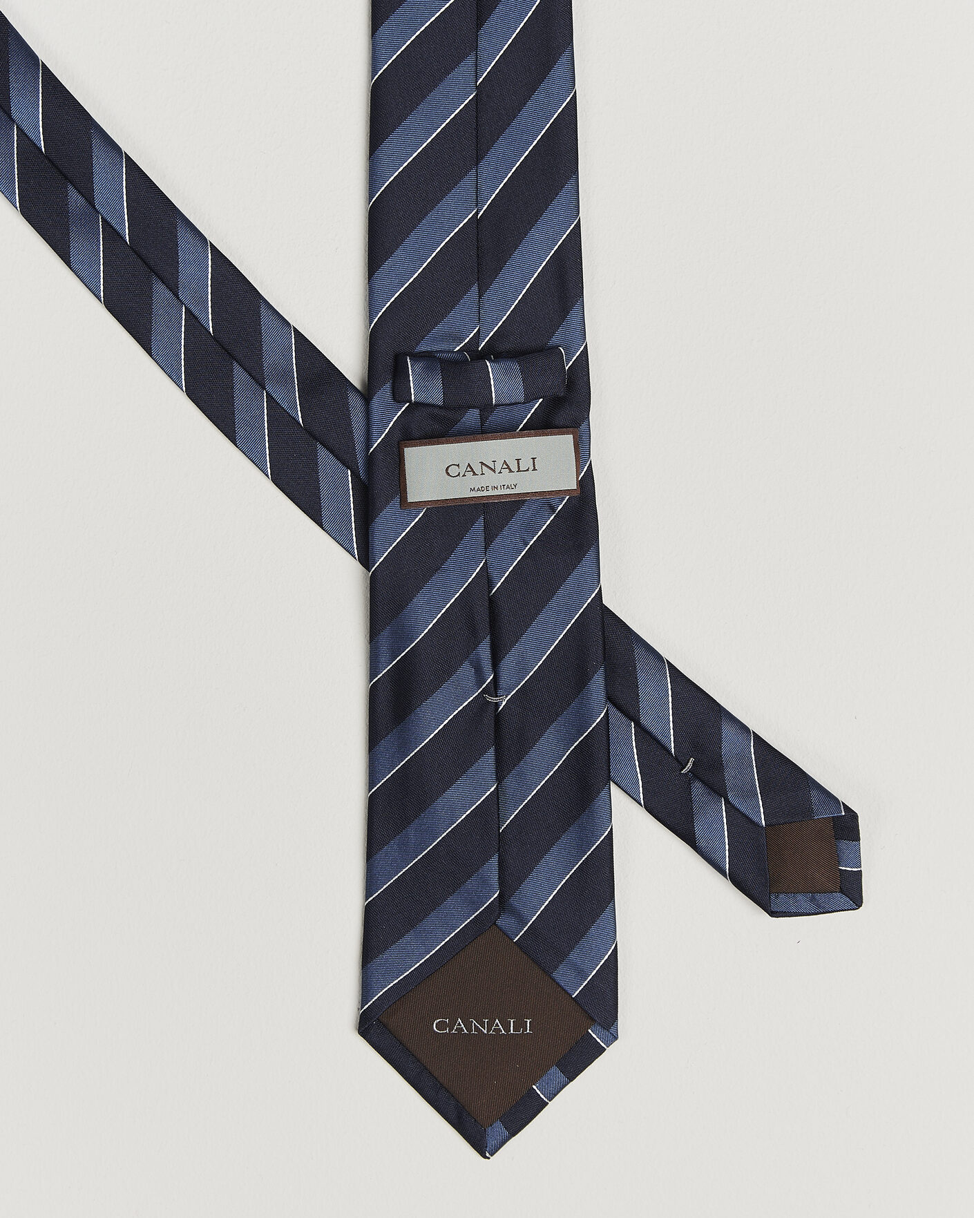 Herre | Slips | Canali | Regimental Stripe Silk Tie Navy/Blue