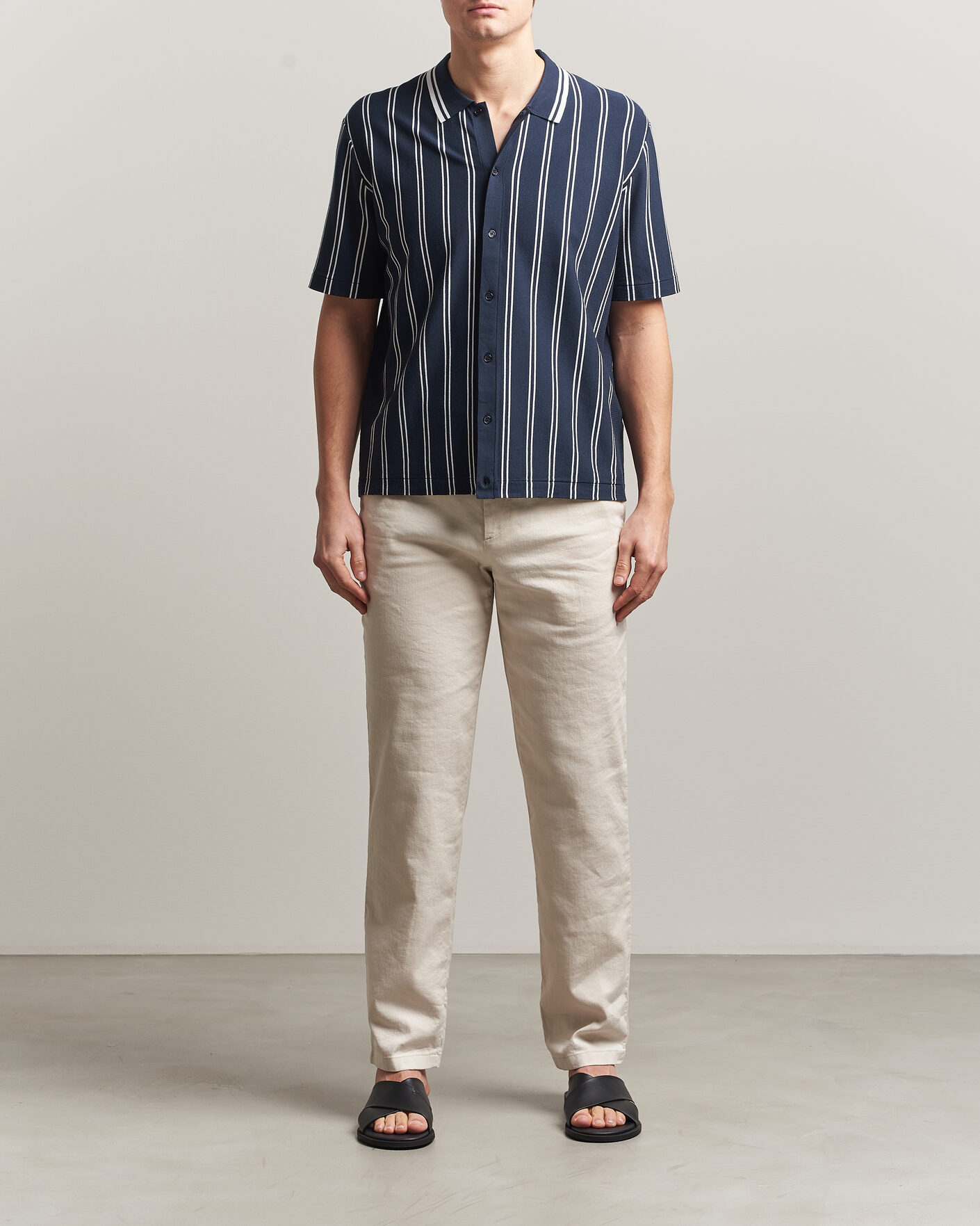 Herre | Skjorter | J.Lindeberg | Rue Knit Short Sleeve Shirt JL Navy