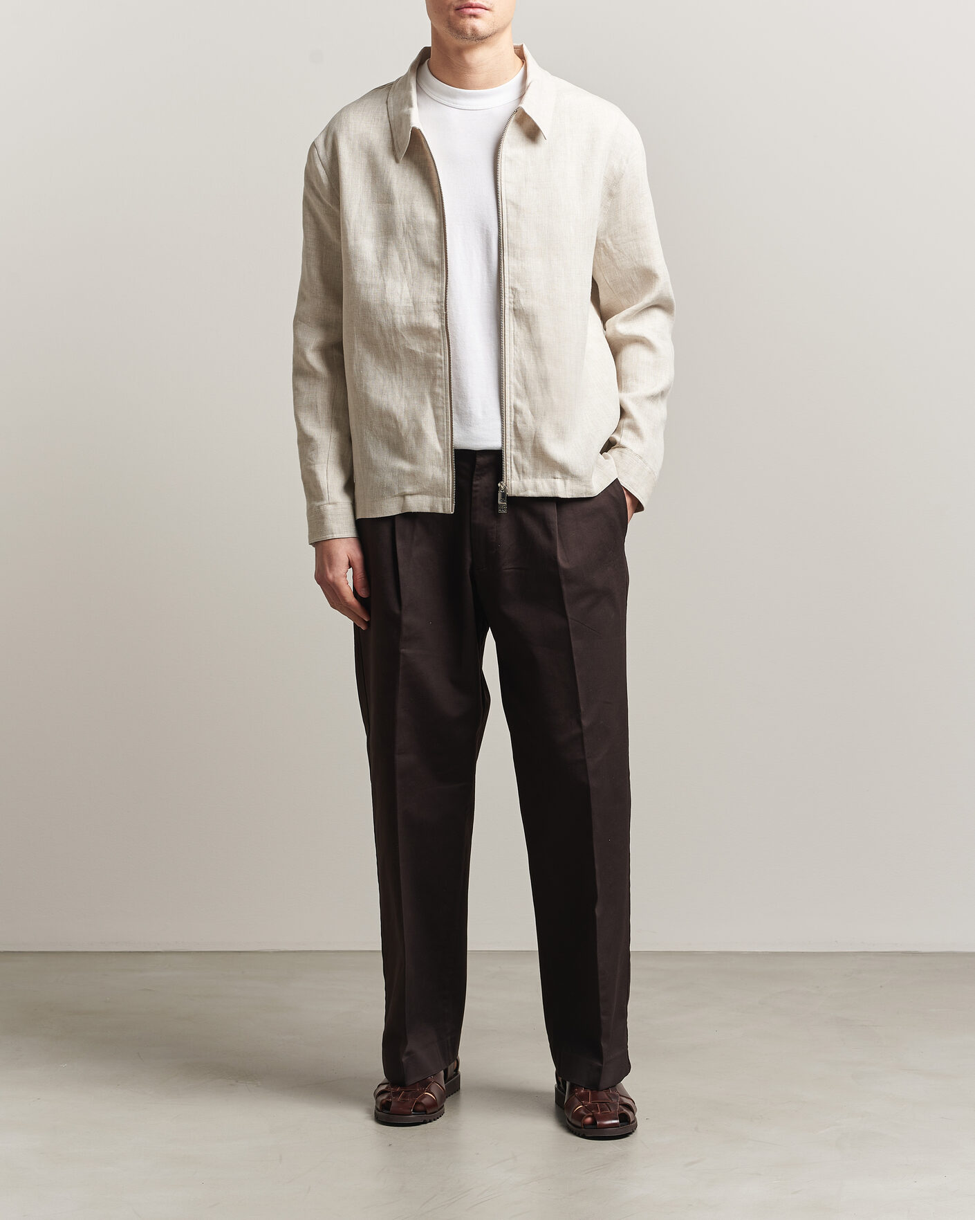 Herre | Skjorter | J.Lindeberg | Julius Drape Linen Overshirt Moonbeam