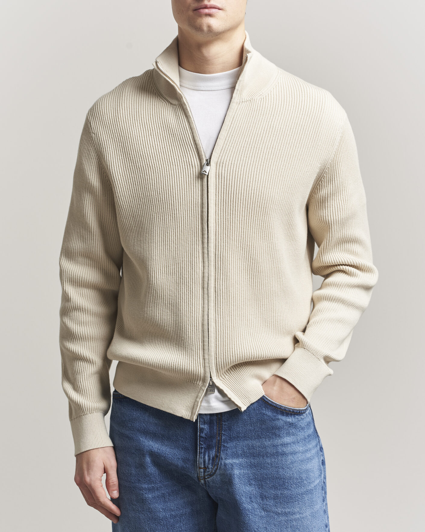 Herre | Trøjer | J.Lindeberg | Alexis Full Zip Cardigan Moonbeam