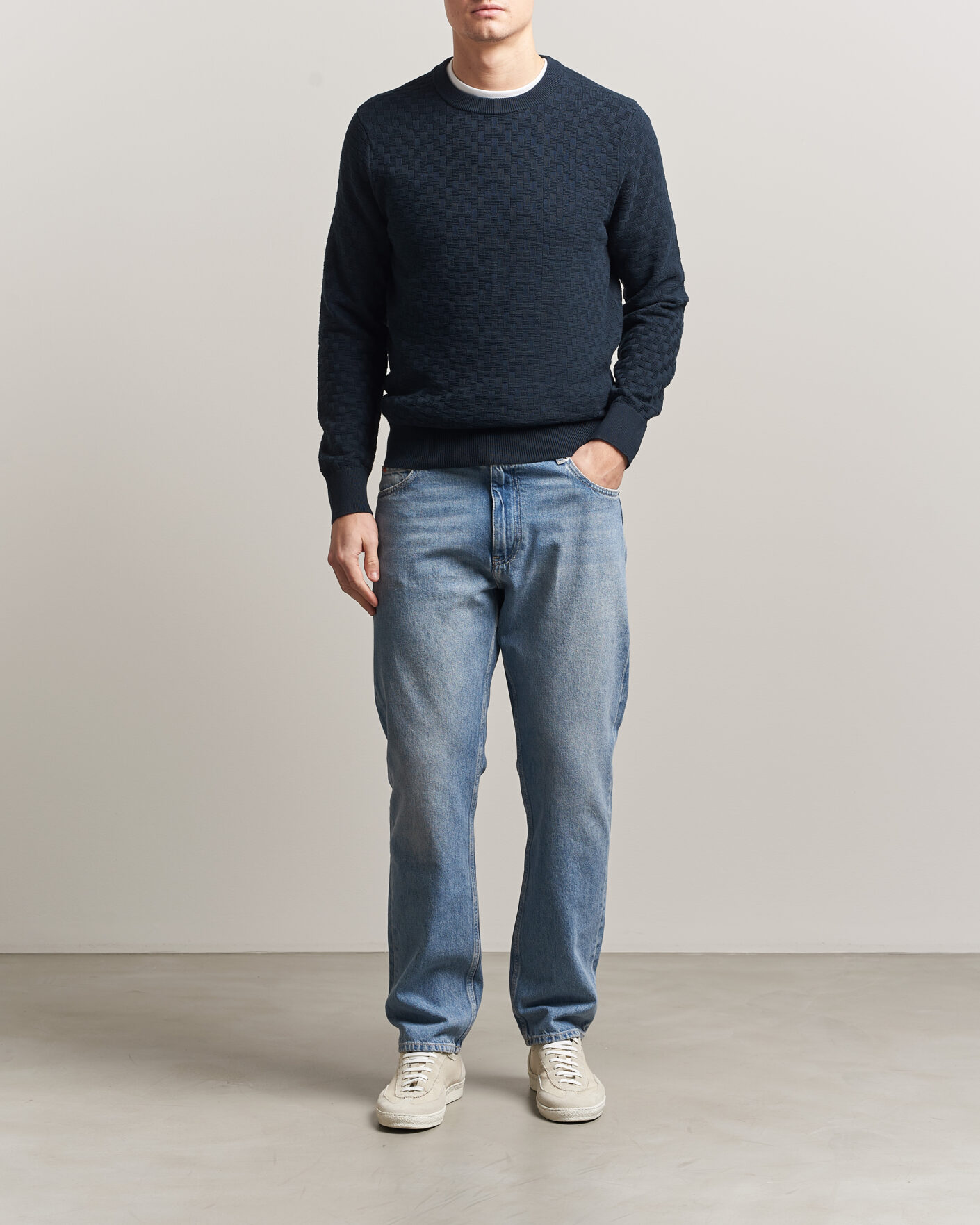 Herre | Trøjer | J.Lindeberg | Arthur Knit Cotton Sweater JL Navy