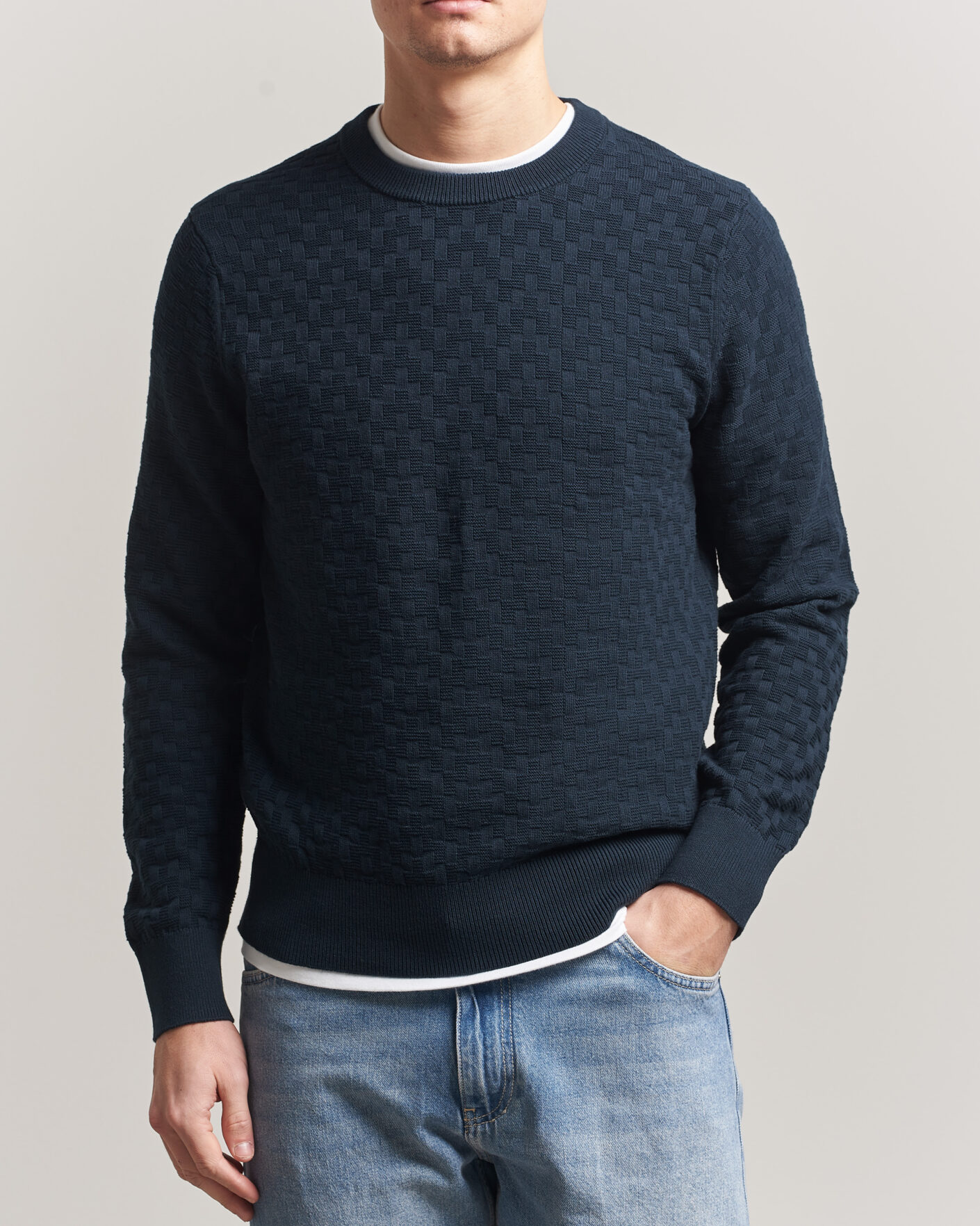 Herre | Trøjer | J.Lindeberg | Arthur Knit Cotton Sweater JL Navy