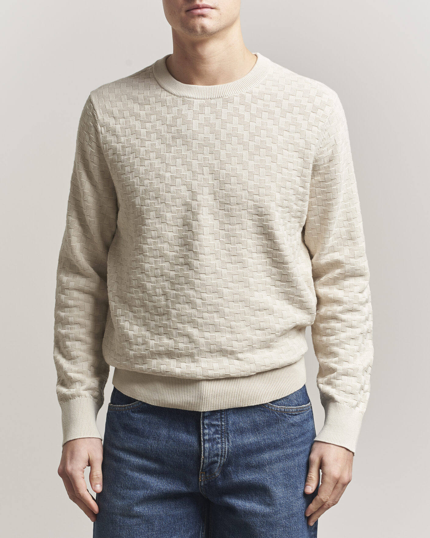 Herre | Trøjer | J.Lindeberg | Arthur Knit Cotton Sweater Moonbeam