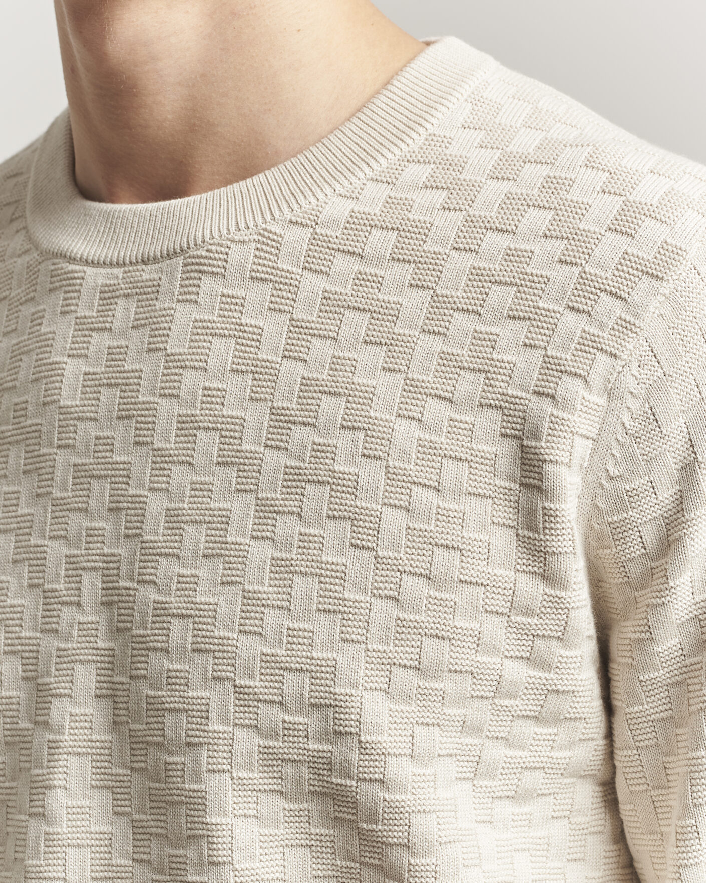 Herre | Trøjer | J.Lindeberg | Arthur Knit Cotton Sweater Moonbeam