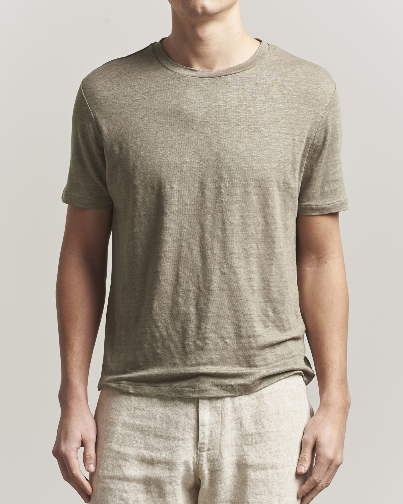 Herre | T-Shirts | J.Lindeberg | Coma Linen T-Shirt Brindle