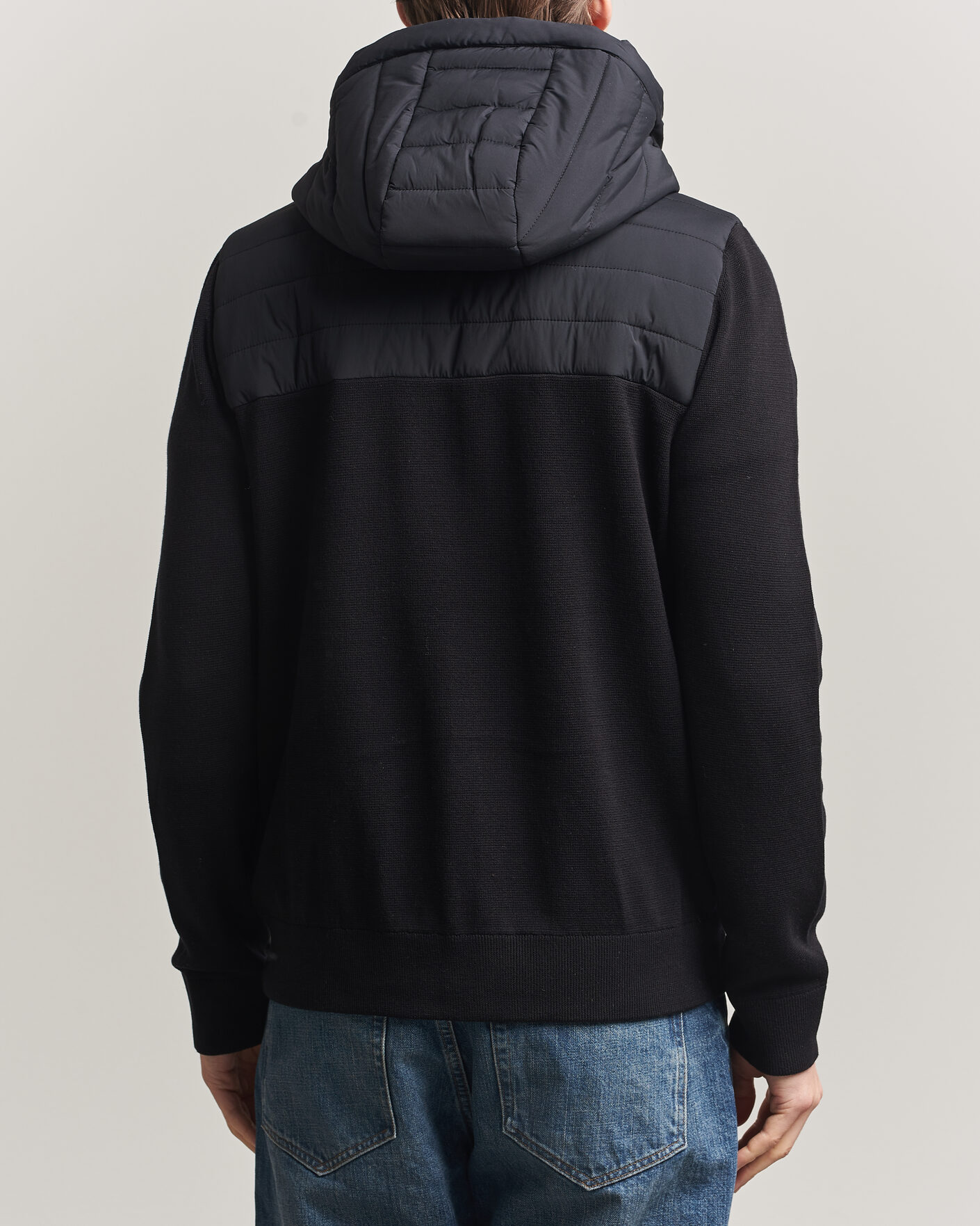 Herre | Jakker | J.Lindeberg | Ebbe Hybrid Knit Hoodie Black