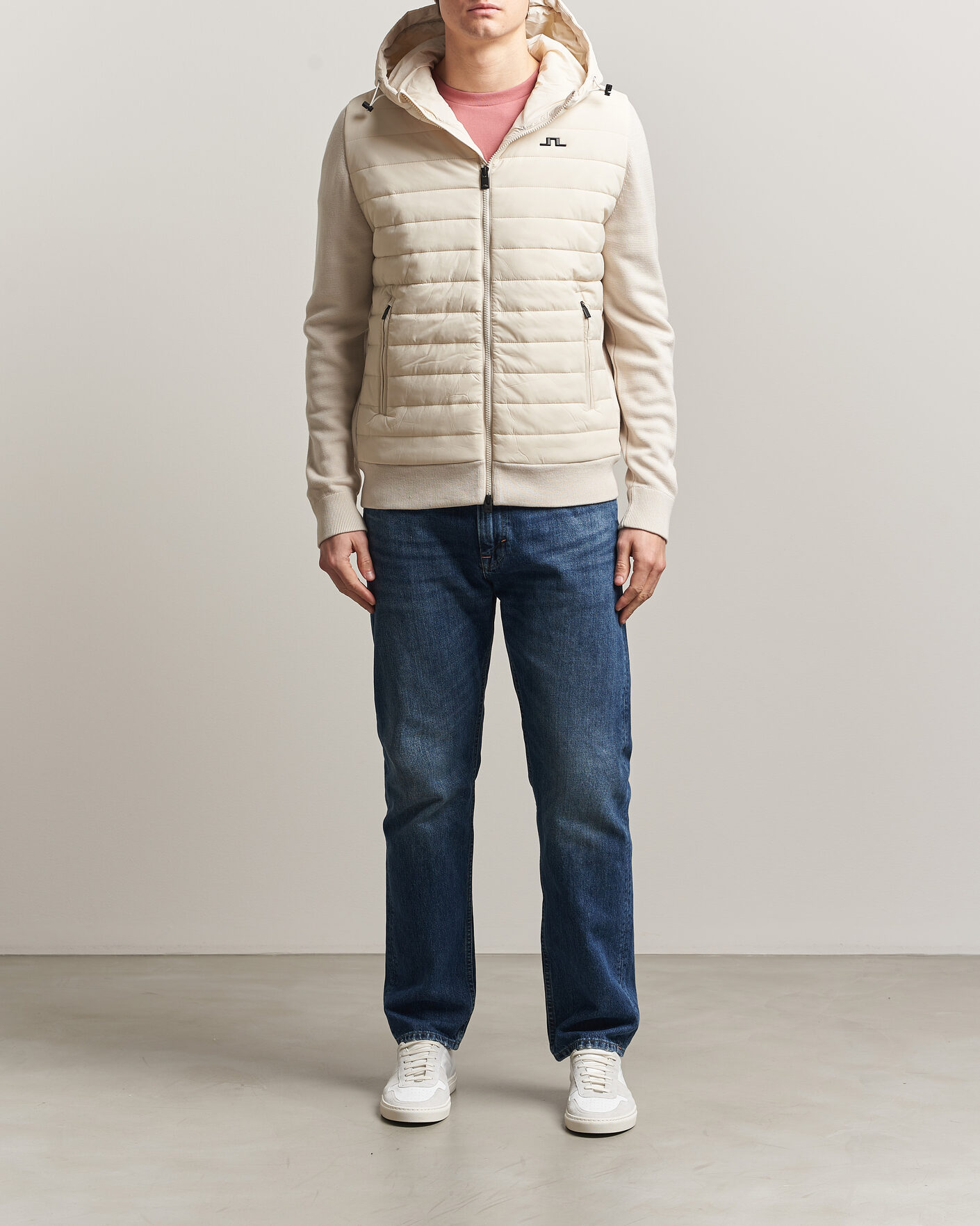 Herre | Jakker | J.Lindeberg | Ebbe Hybrid Knit Hoodie Moonbeam