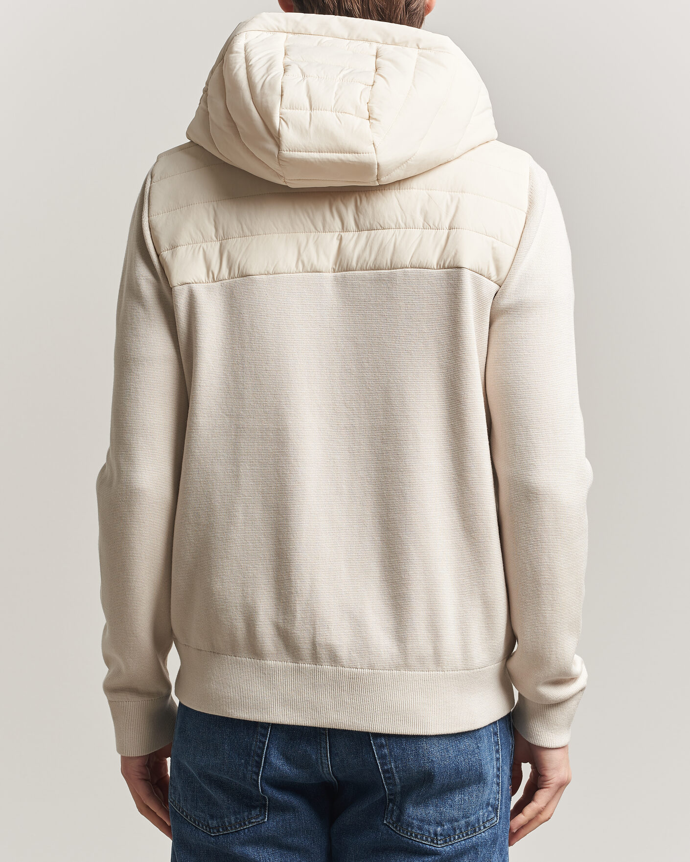 Herre | Jakker | J.Lindeberg | Ebbe Hybrid Knit Hoodie Moonbeam
