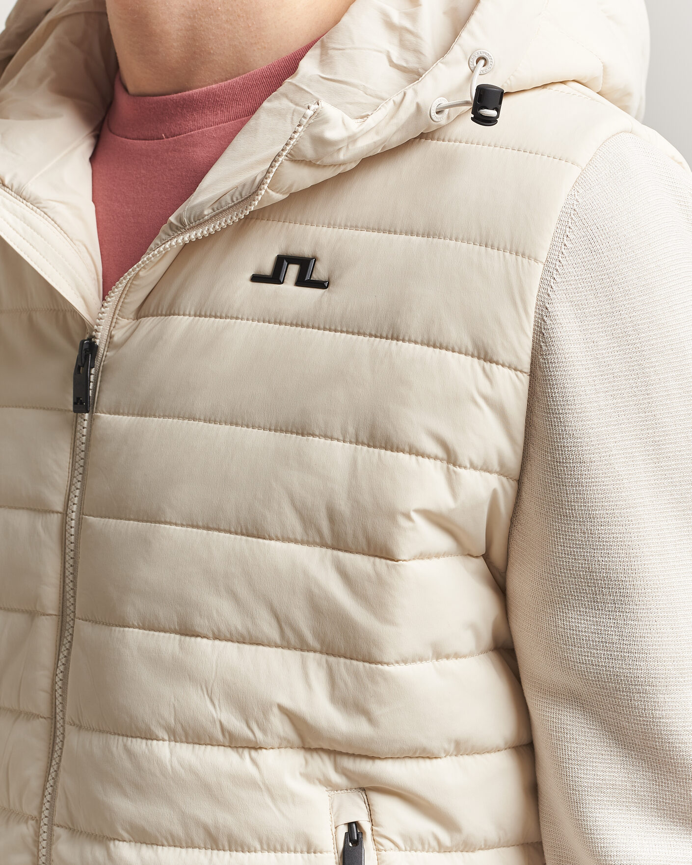 Herre | Jakker | J.Lindeberg | Ebbe Hybrid Knit Hoodie Moonbeam