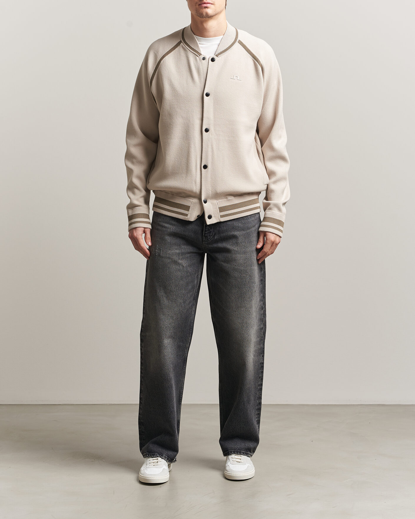 Herre | Jakker | J.Lindeberg | Stanley Jacquard Knit Bomber Moonbeam