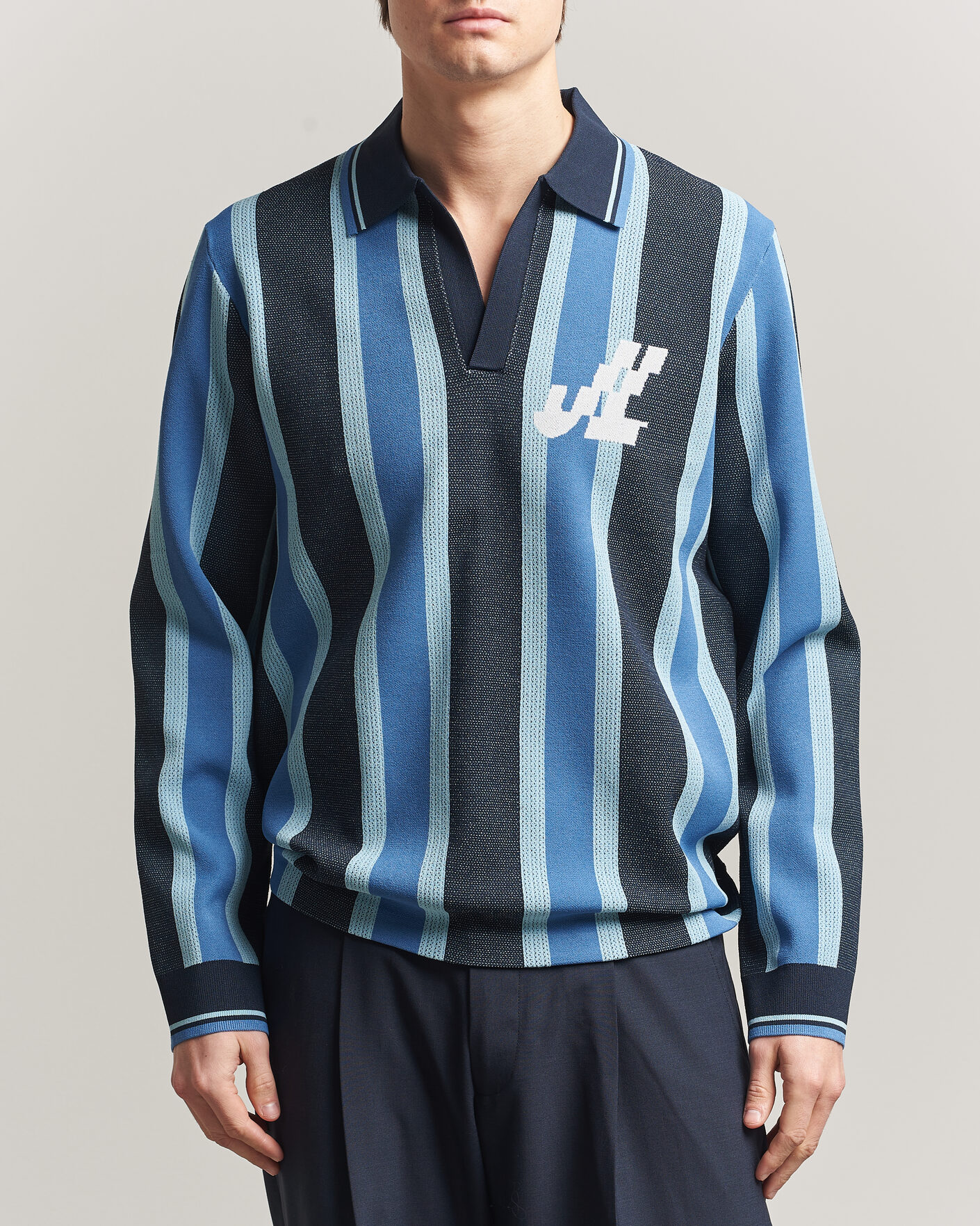 Herre | Polotrøjer | J.Lindeberg | Silas Stripe Polo Knit JL Navy