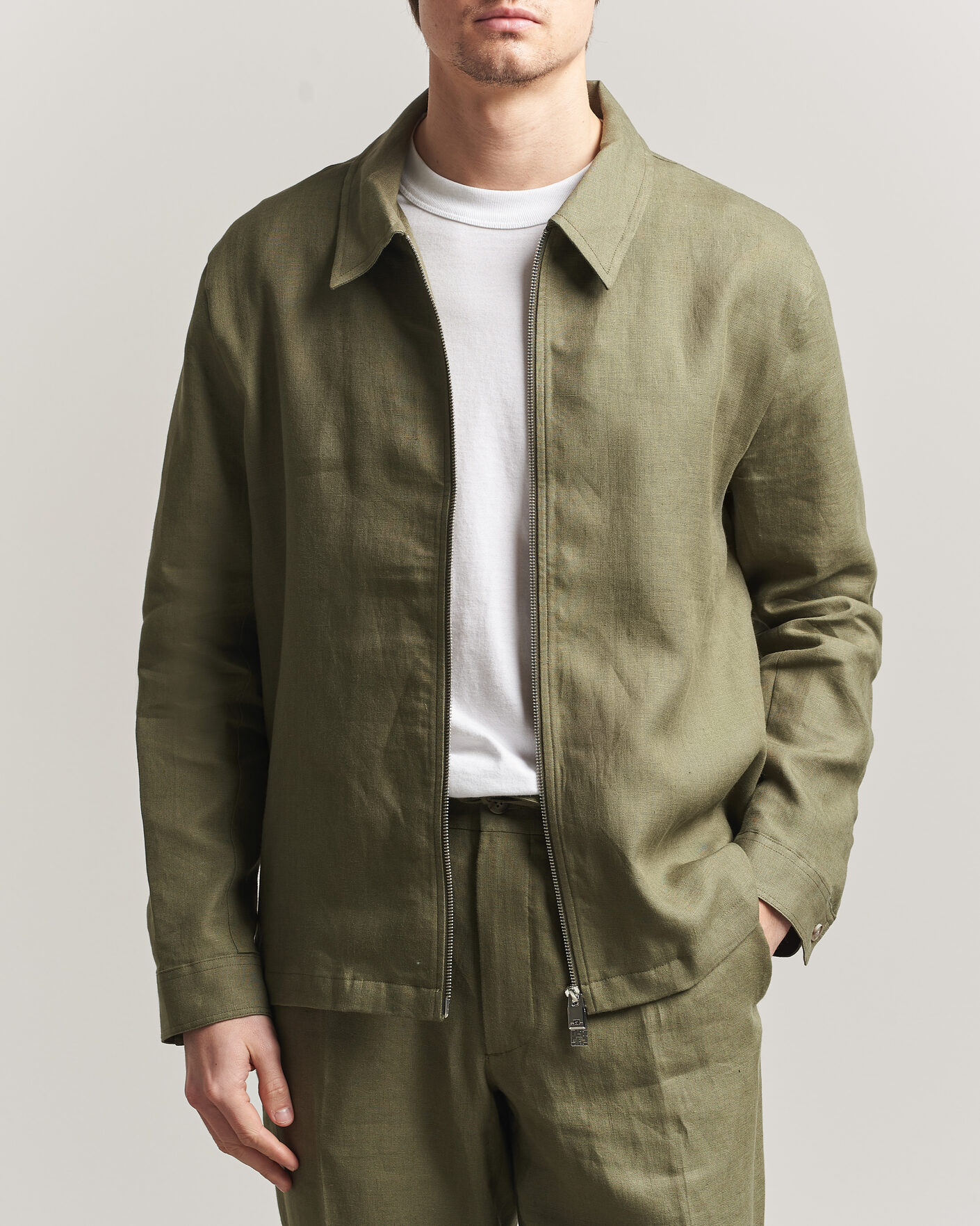 Herre | Skjorter | J.Lindeberg | Julius Drape Linen Overshirt Kalamata