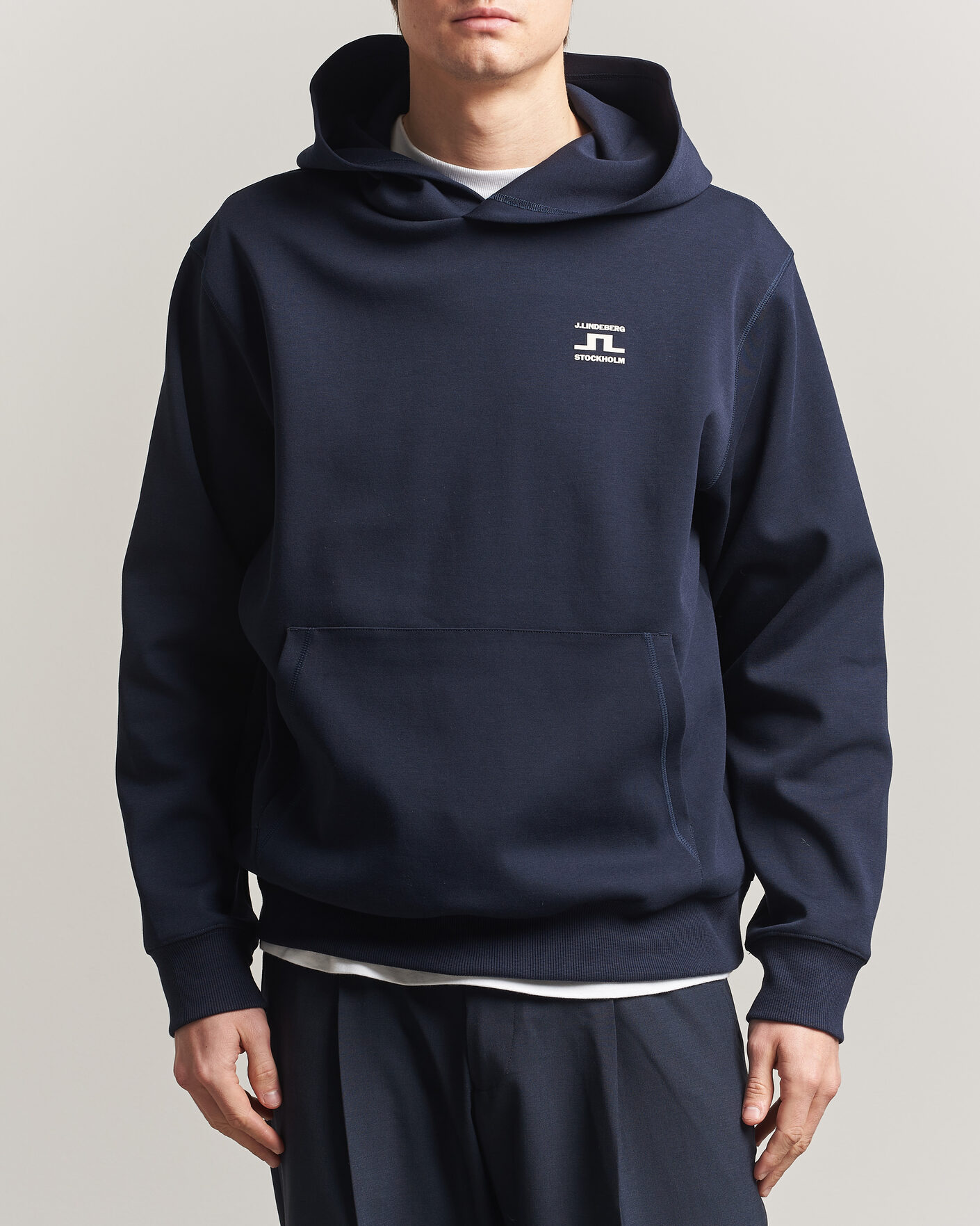 Herre | Trøjer | J.Lindeberg | Club Printed Hoodie JL Navy