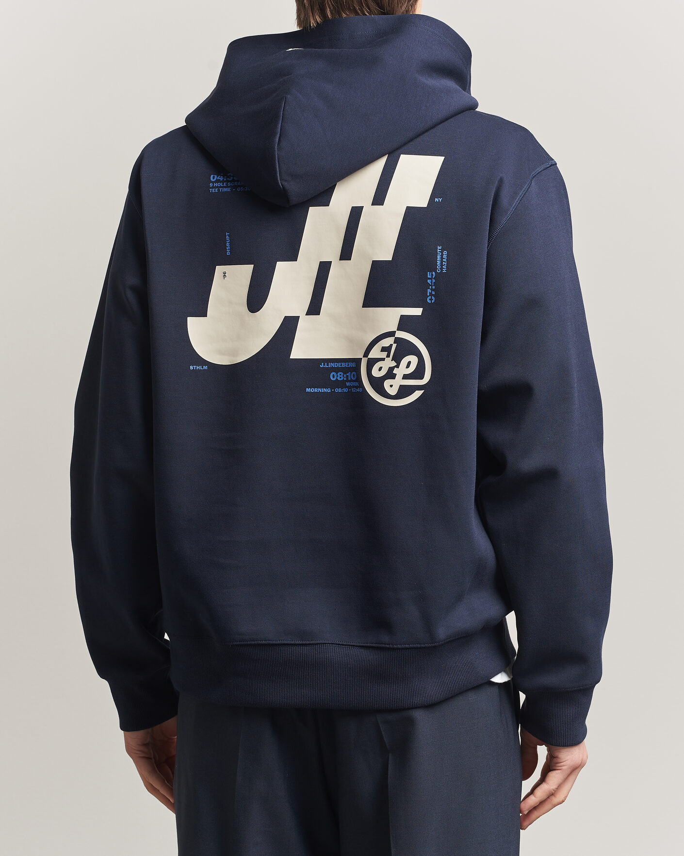 Herre | Trøjer | J.Lindeberg | Club Printed Hoodie JL Navy