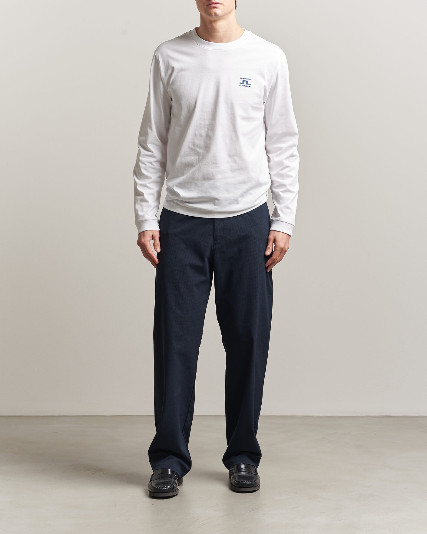 Herre | T-Shirts | J.Lindeberg | Parcie Long Sleeve T-Shirt White