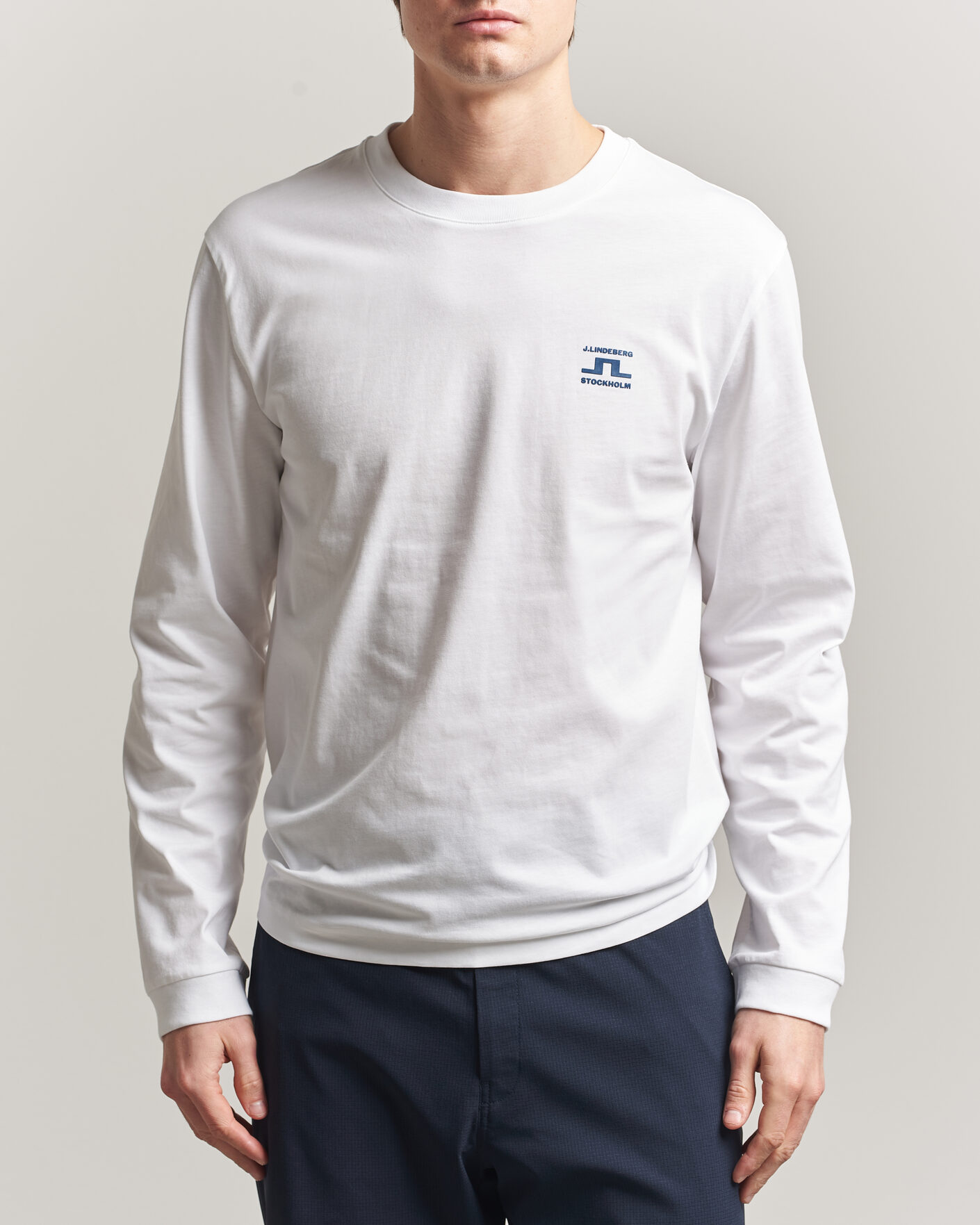 Herre | T-Shirts | J.Lindeberg | Parcie Long Sleeve T-Shirt White