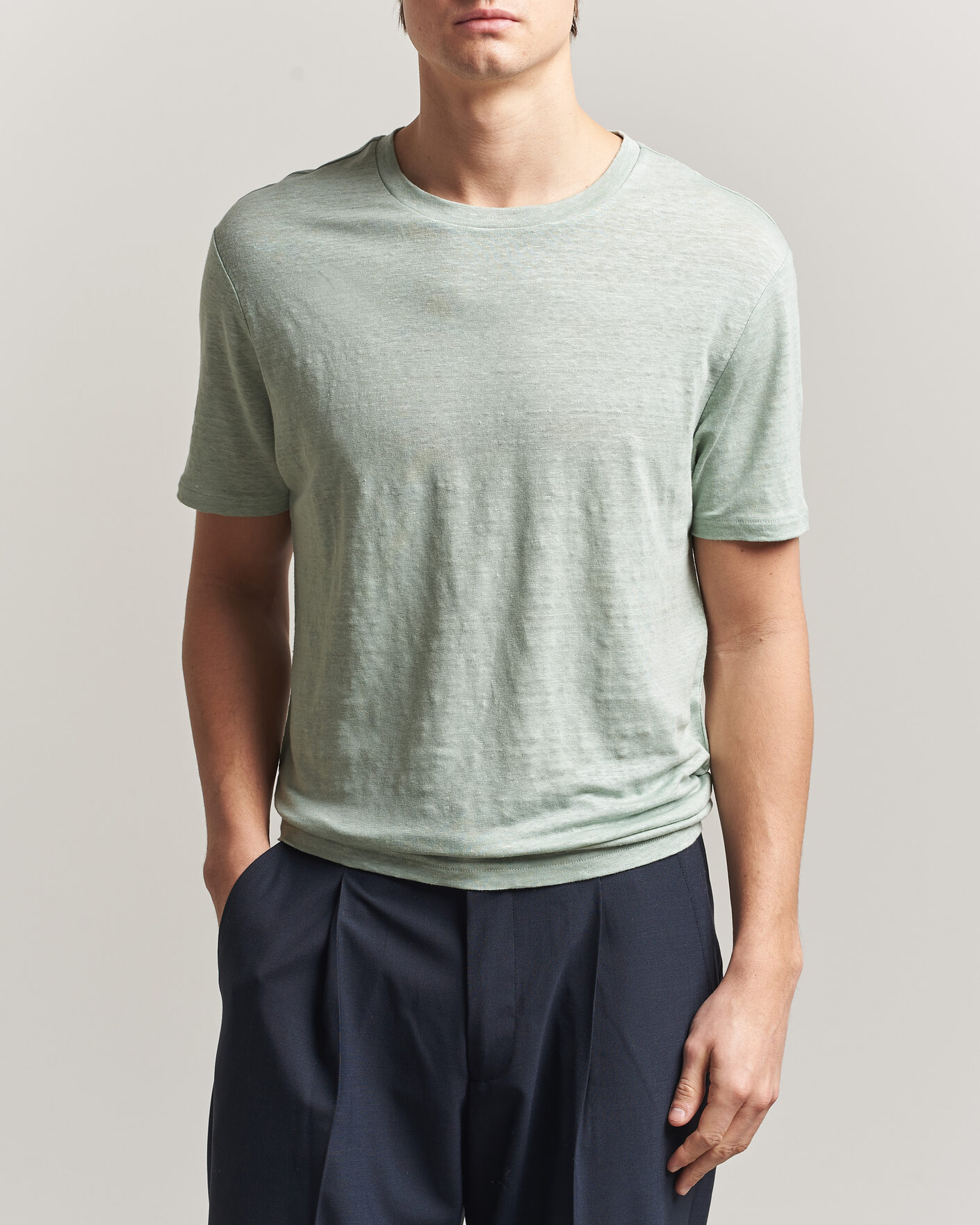 Herre | T-Shirts | J.Lindeberg | Coma Linen T-Shirt Jadeite