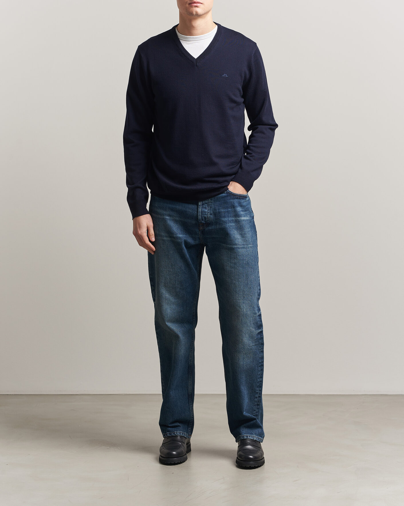 Herre | Trøjer | J.Lindeberg | Lymann Merino V-Neck Pullover JL Navy
