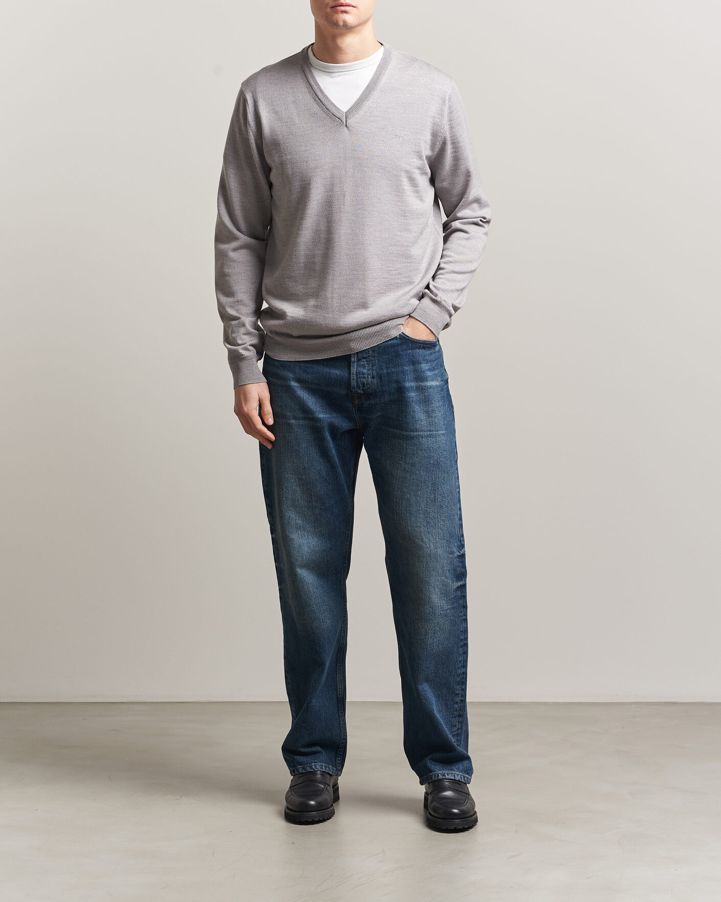Herre | Trøjer | J.Lindeberg | Lymann Merino V-Neck Pullover Light Grey Melange