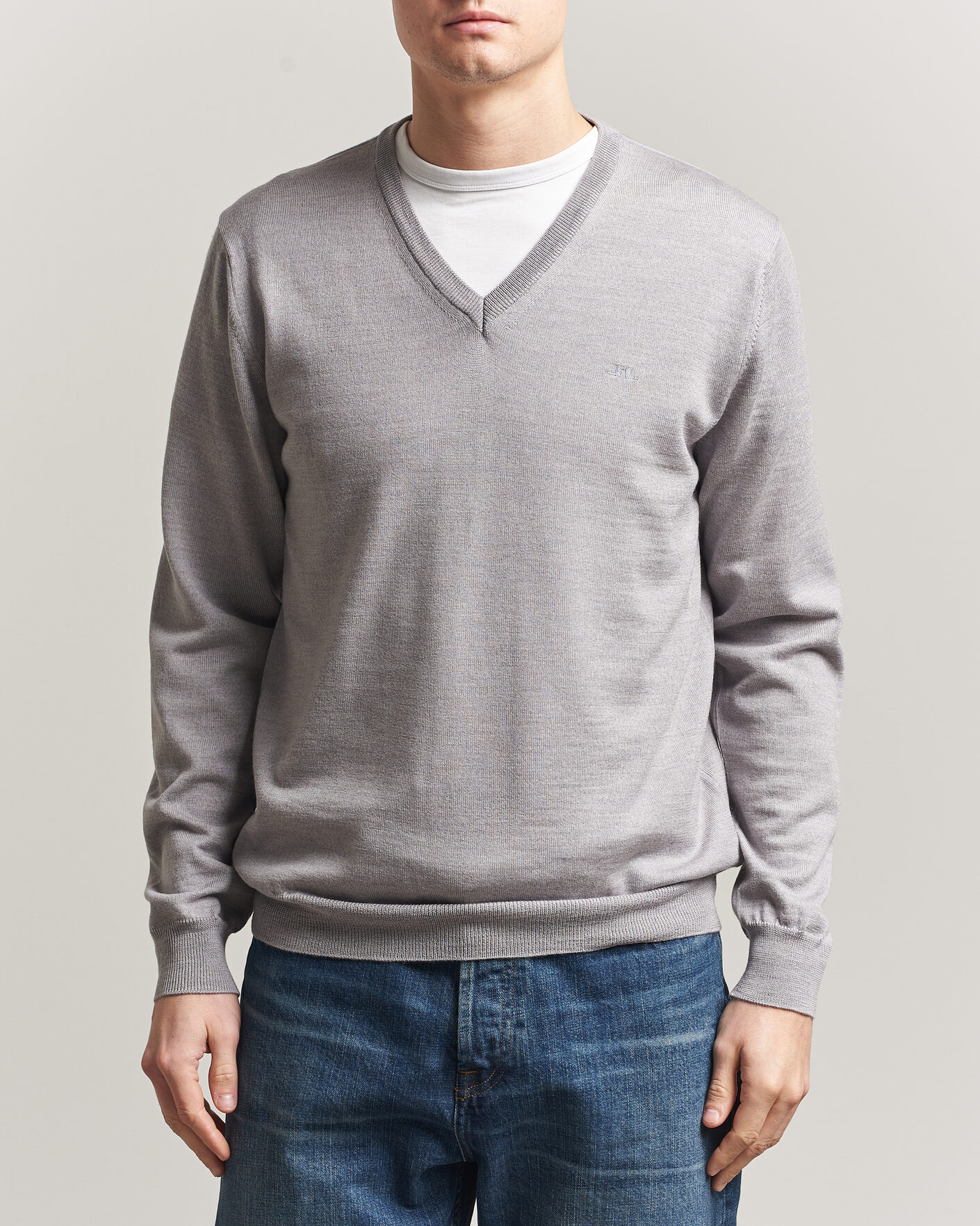 Herre | Trøjer | J.Lindeberg | Lymann Merino V-Neck Pullover Light Grey Melange