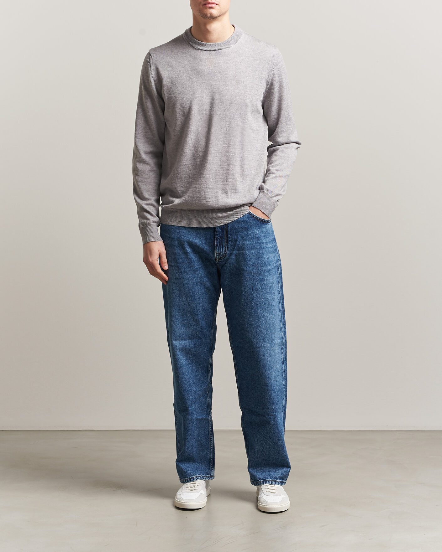 Herre | Trøjer | J.Lindeberg | Keane Merino Crew Neck Pullover Light Grey Melange