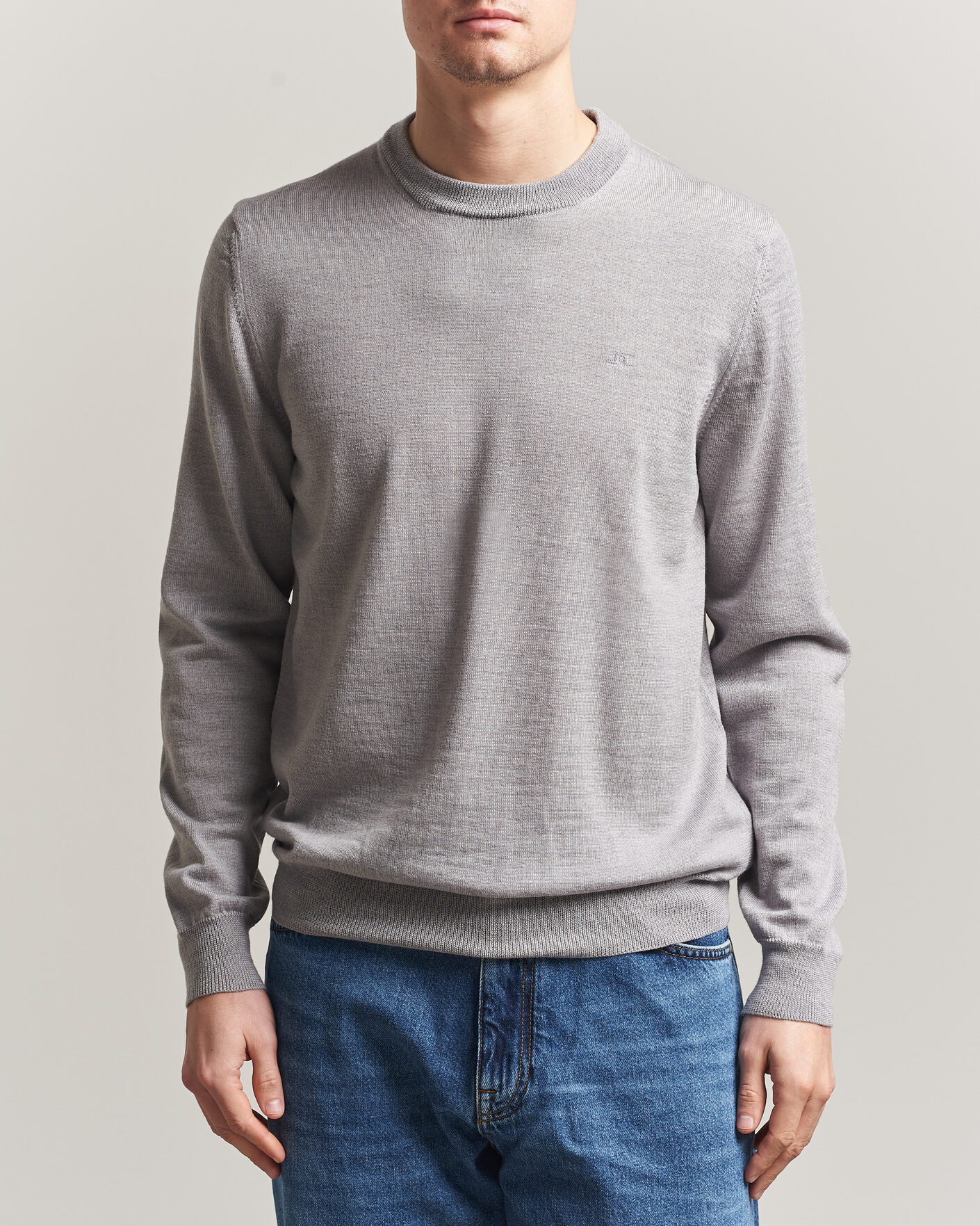 Herre | Trøjer | J.Lindeberg | Keane Merino Crew Neck Pullover Light Grey Melange