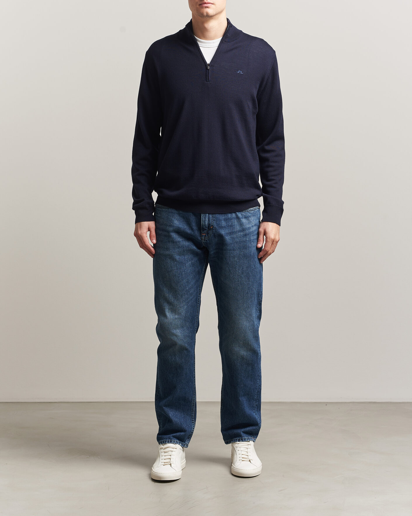 Herre | Trøjer | J.Lindeberg | Kiyan Merino Half Zip JL Navy