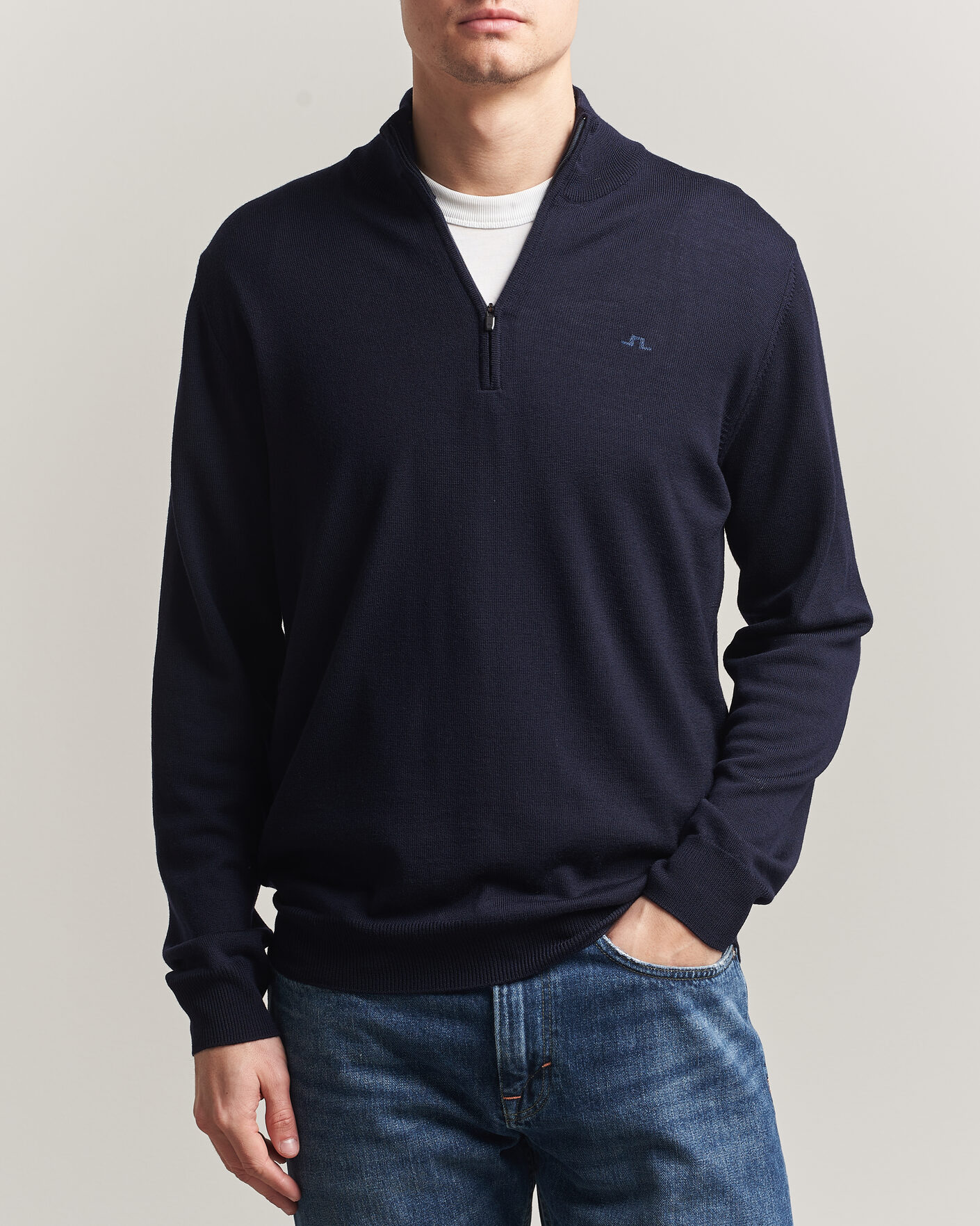 Herre | Trøjer | J.Lindeberg | Kiyan Merino Half Zip JL Navy