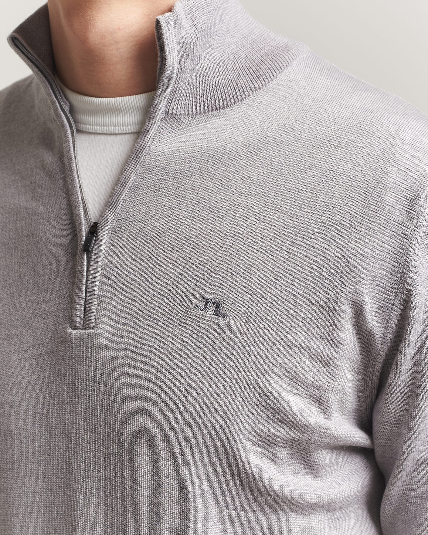 Herre | Trøjer | J.Lindeberg | Kiyan Merino Half Zip Light Grey Melange