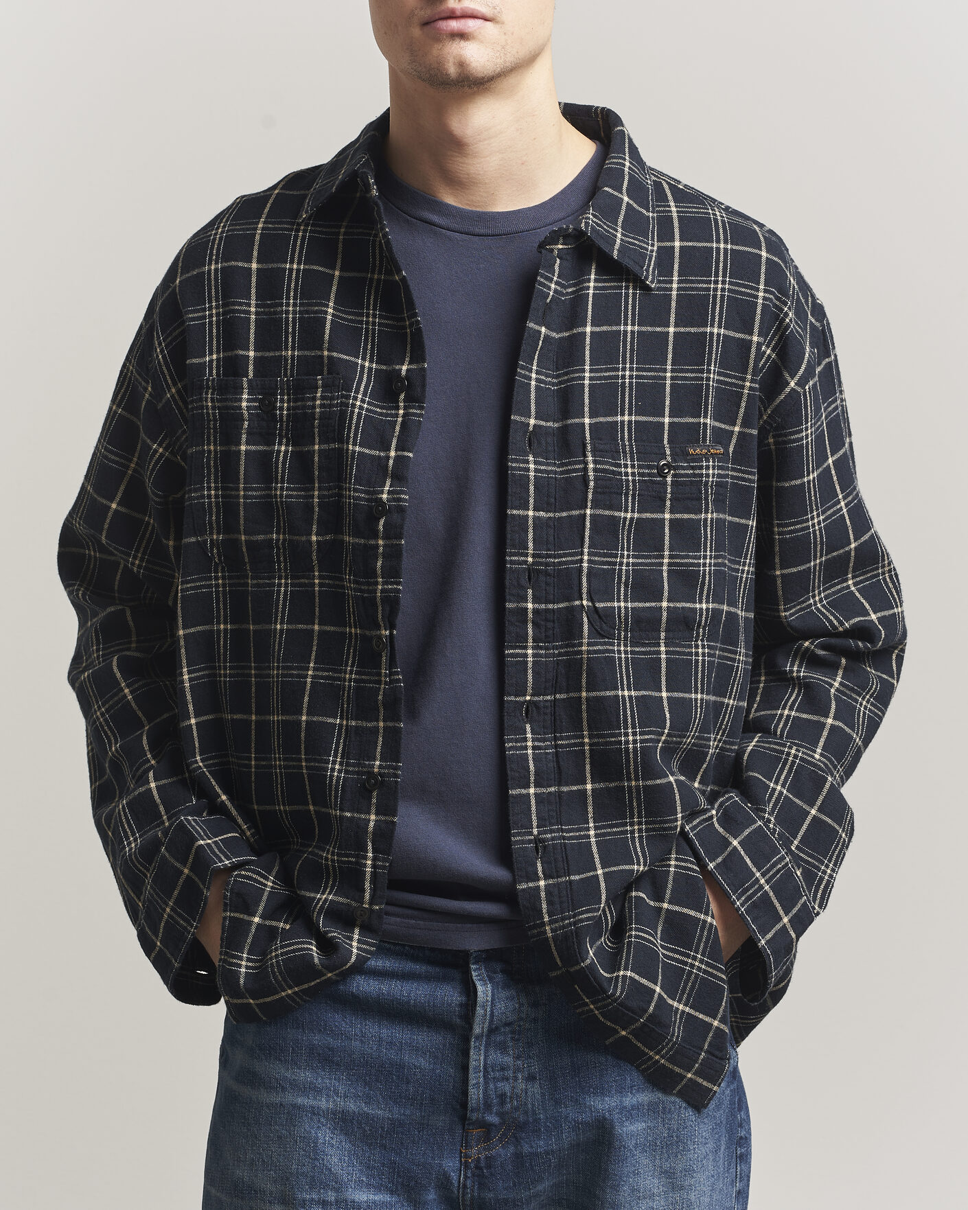 Herre | Skjorter | Nudie Jeans | Julian Checked Worker Shirt Black