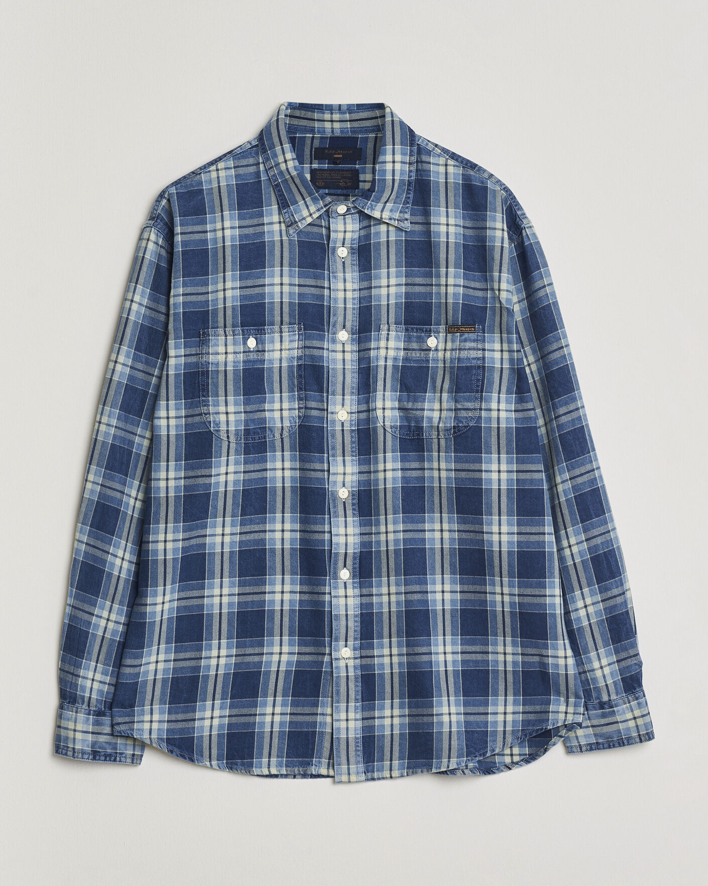 Herre | Skjorter | Nudie Jeans | Julian Checked Worker Shirt Indigo