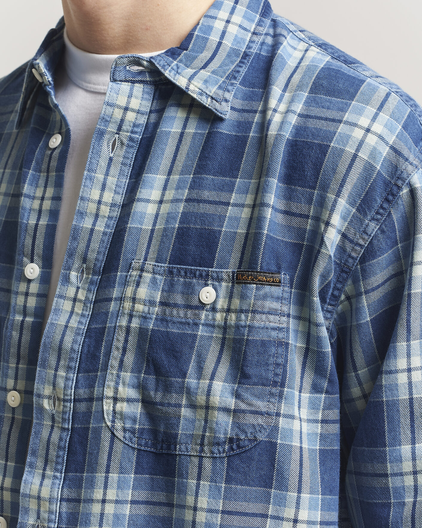 Herre | Skjorter | Nudie Jeans | Julian Checked Worker Shirt Indigo