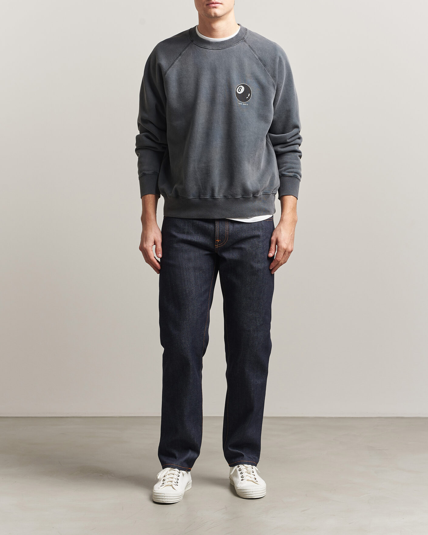 Herre | Trøjer | Nudie Jeans | Palle Printed Crew Neck Sweatshirt Antracite