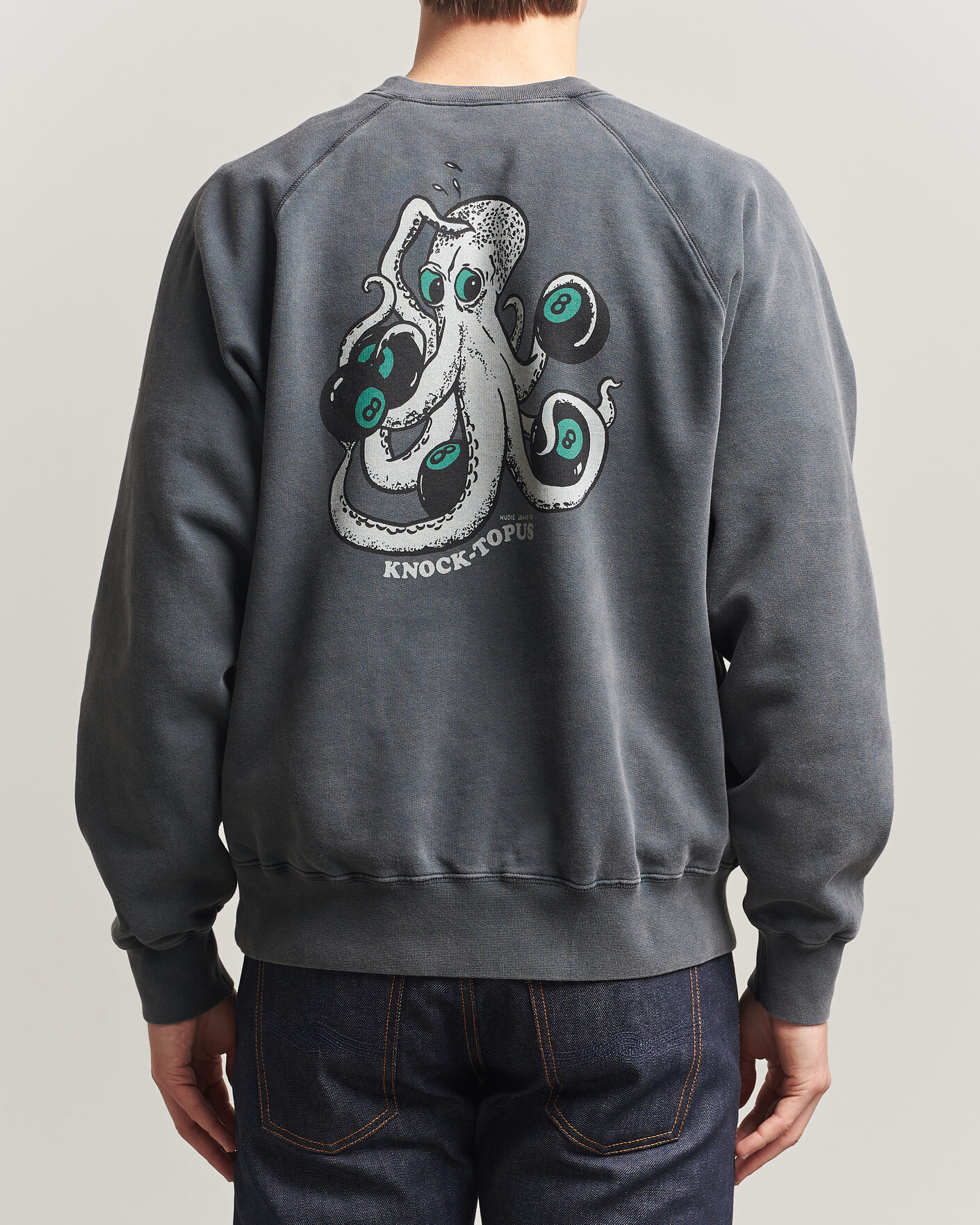 Herre | Trøjer | Nudie Jeans | Palle Printed Crew Neck Sweatshirt Antracite