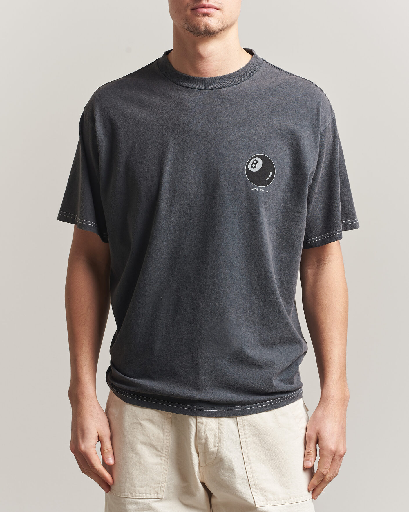 Herre | T-Shirts | Nudie Jeans | Koffe Printed T-Shirt Antracite