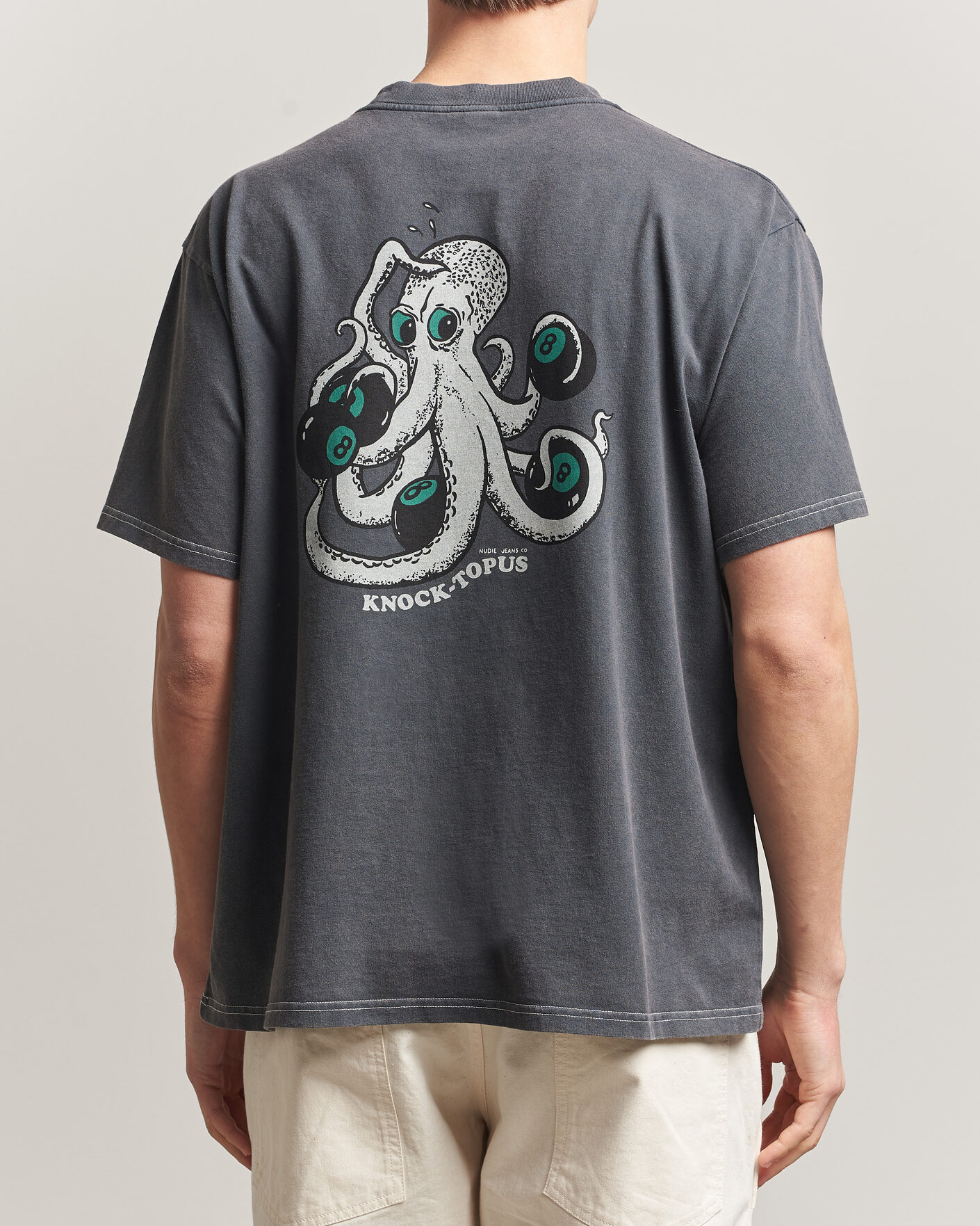 Herre | T-Shirts | Nudie Jeans | Koffe Printed T-Shirt Antracite