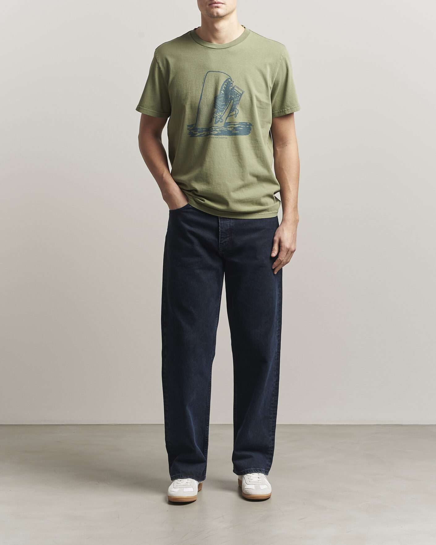 Herre | T-Shirts | Nudie Jeans | Roy Printed T-Shirt Green