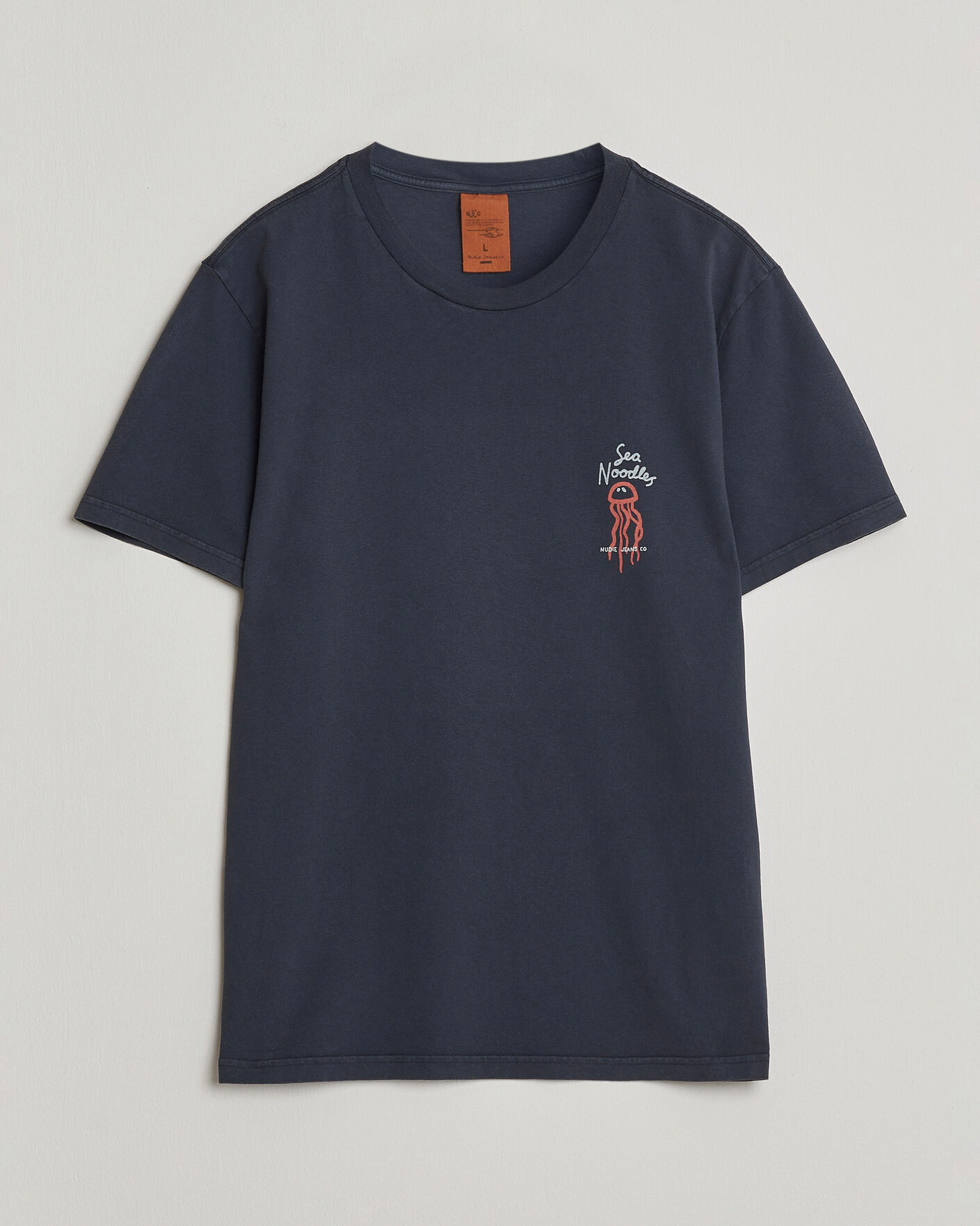 Herre | T-Shirts | Nudie Jeans | Roy Printed T-Shirt Dark Blue