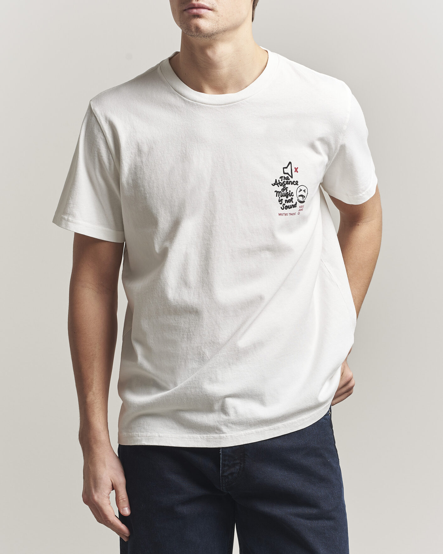 Herre | T-Shirts | Nudie Jeans | Roy Printed T-Shirt Chalk White