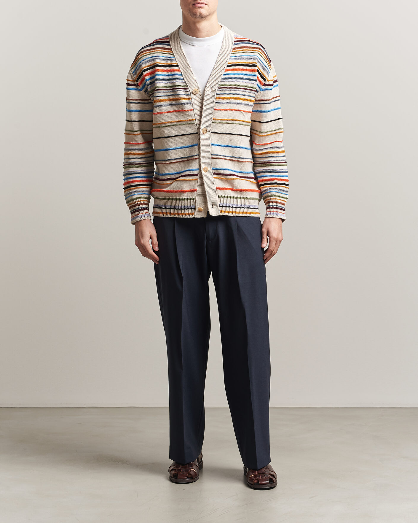 Herre | Trøjer | Paul Smith | Signature Stripe Knitted Cardigan White