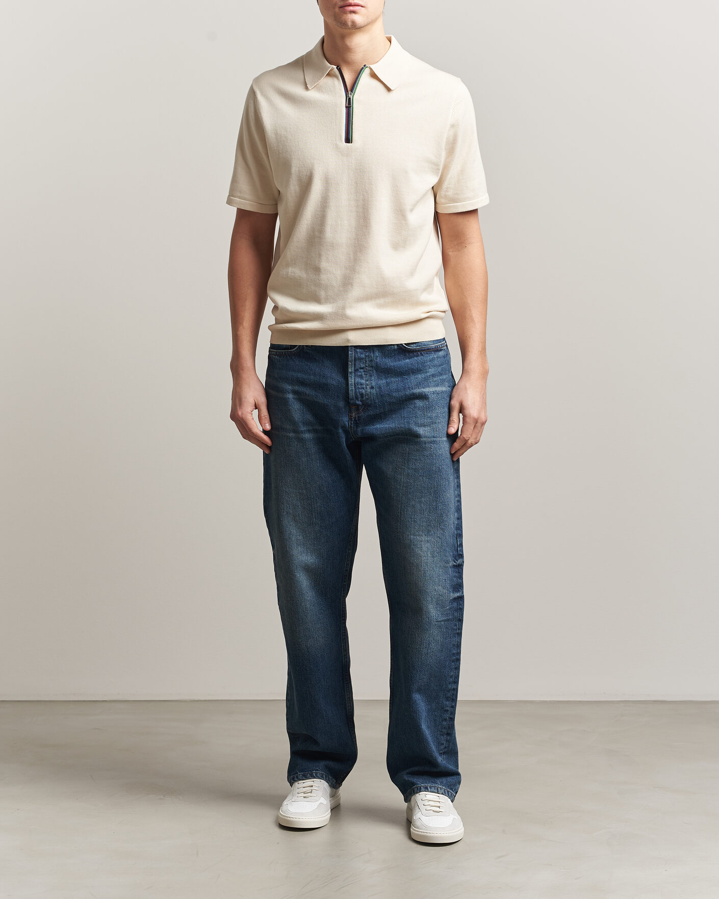 Herre | Polotrøjer | PS Paul Smith | Cotton Knitted Half Zip Polo Off White